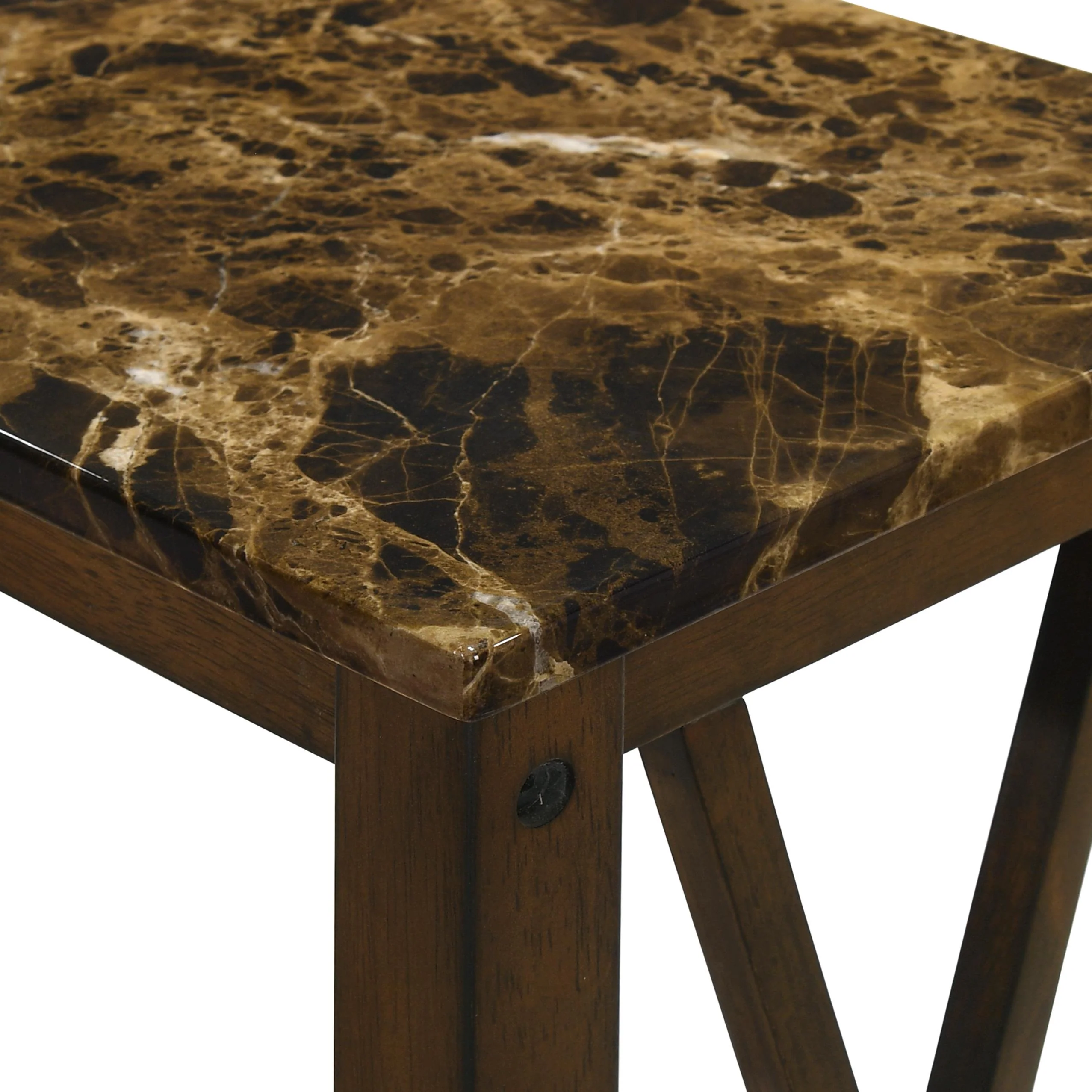EDEN CHAIRSIDE TABLE-BROWN W/GRAY FAUX MARBLE TOP - Image 4