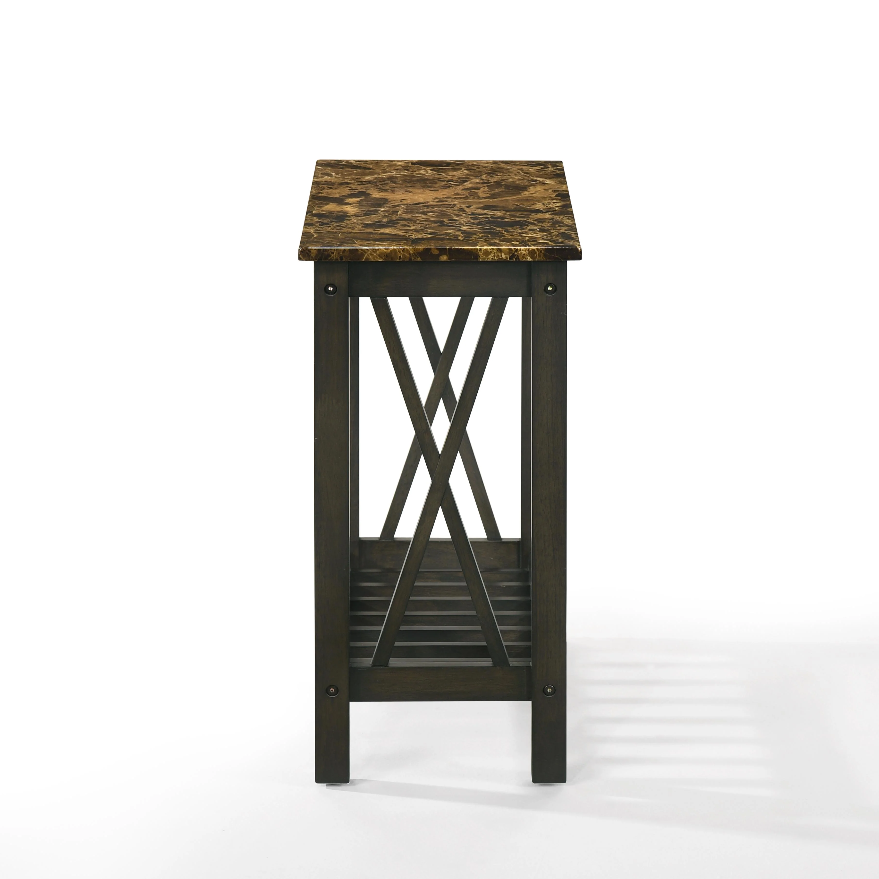 EDEN CHAIRSIDE TABLE-ESPRESSO W/FAUX MARBLE TOP - Image 3