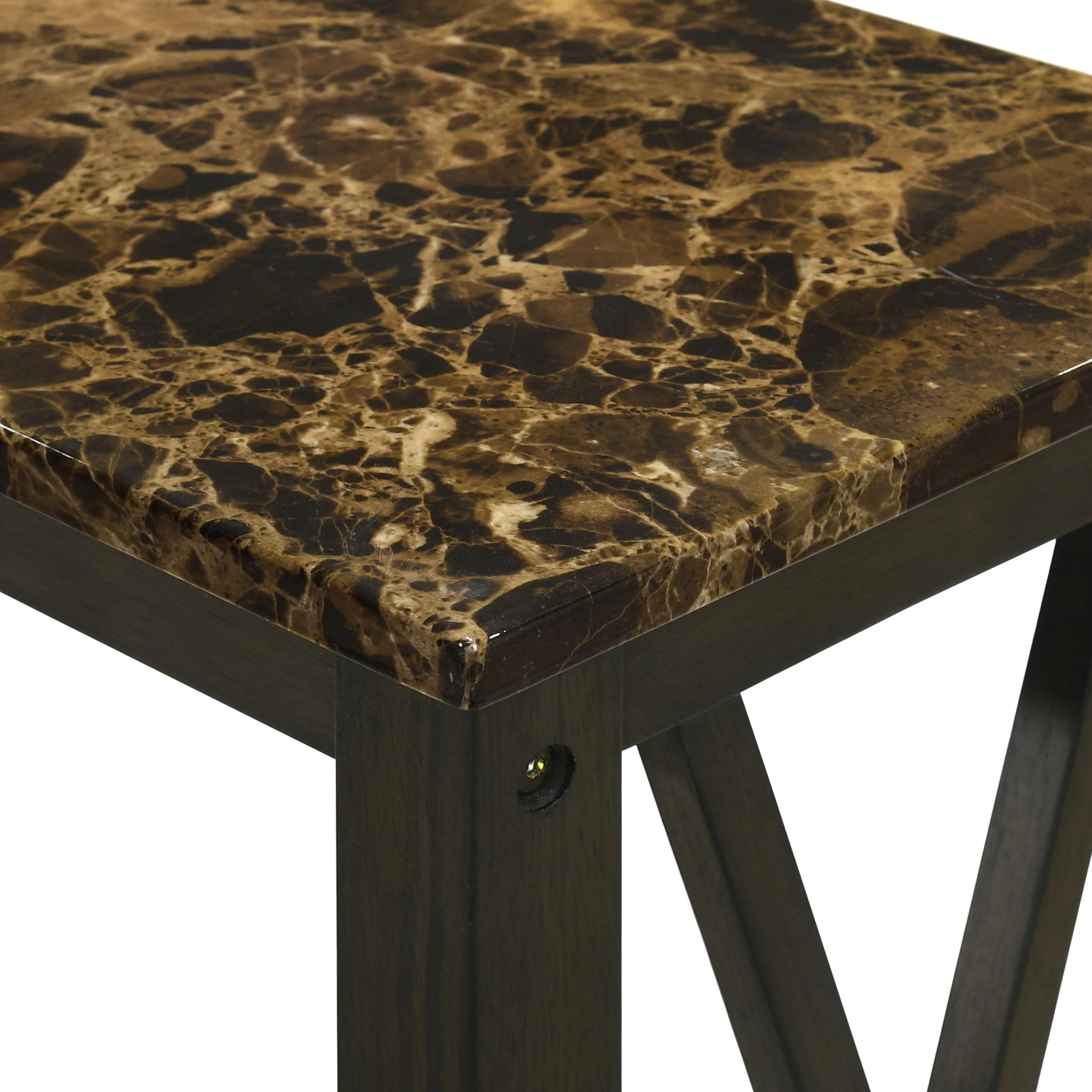 EDEN CHAIRSIDE TABLE-ESPRESSO W/FAUX MARBLE TOP - Image 4