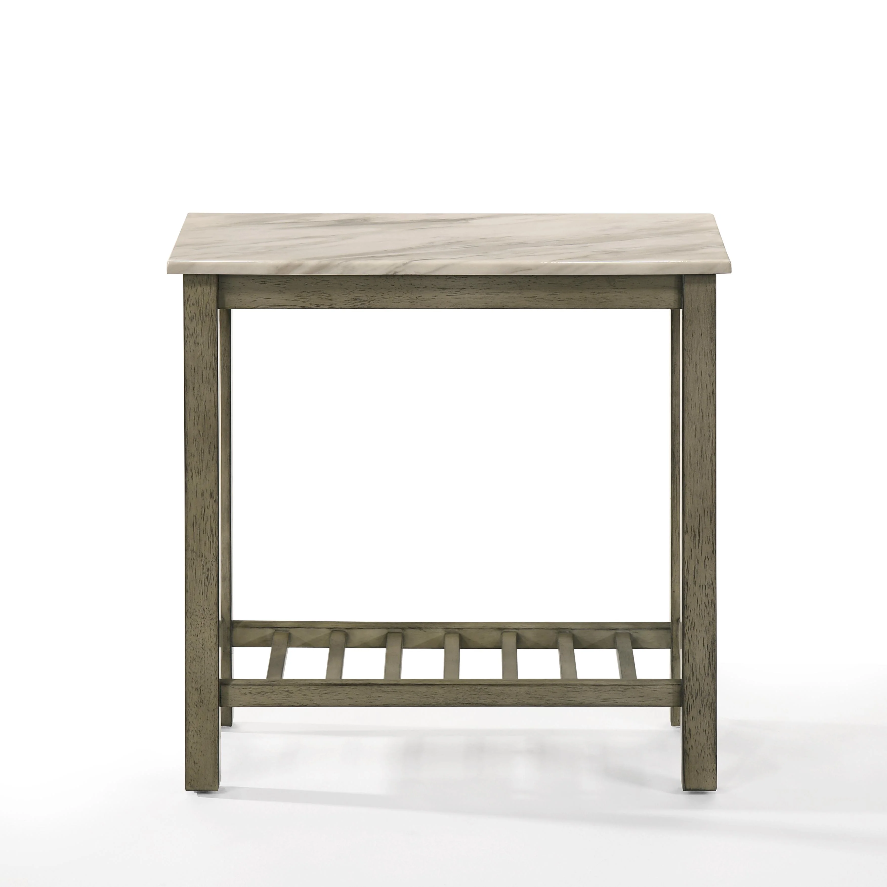 EDEN CHAIRSIDE TABLE-GRAY W/FAUX MARBLE TOP - Image 2