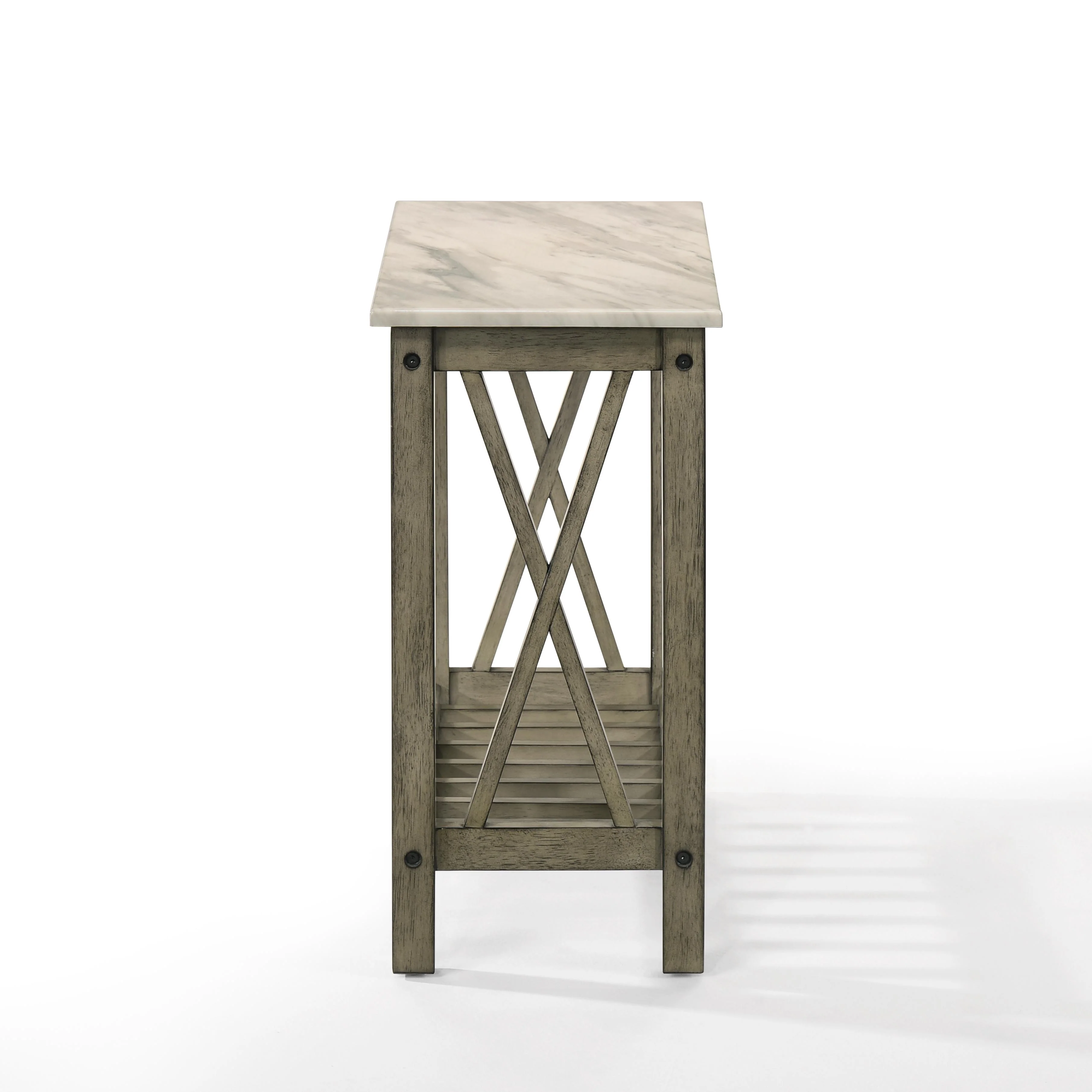 EDEN CHAIRSIDE TABLE-GRAY W/FAUX MARBLE TOP - Image 3
