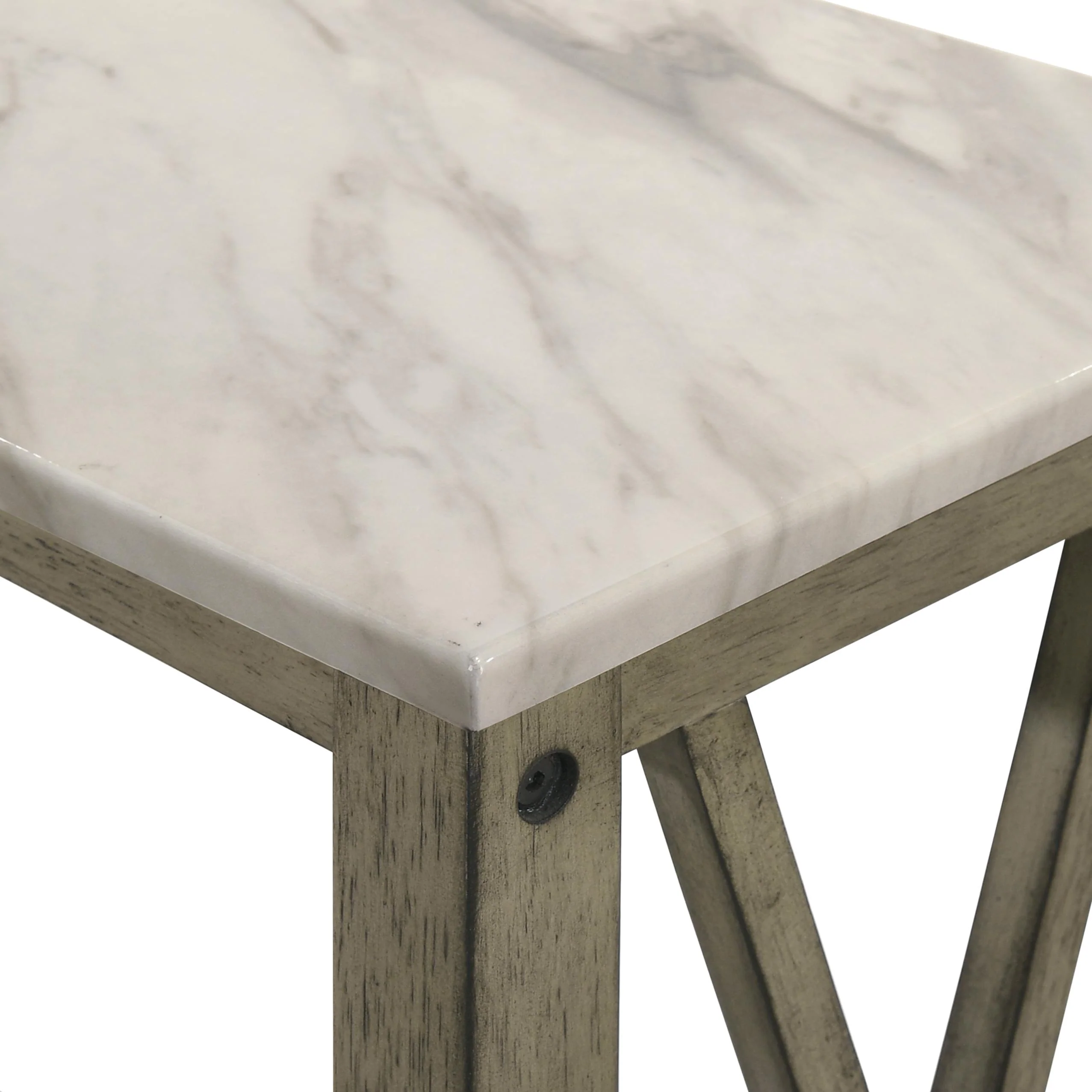 EDEN CHAIRSIDE TABLE-GRAY W/FAUX MARBLE TOP - Image 4