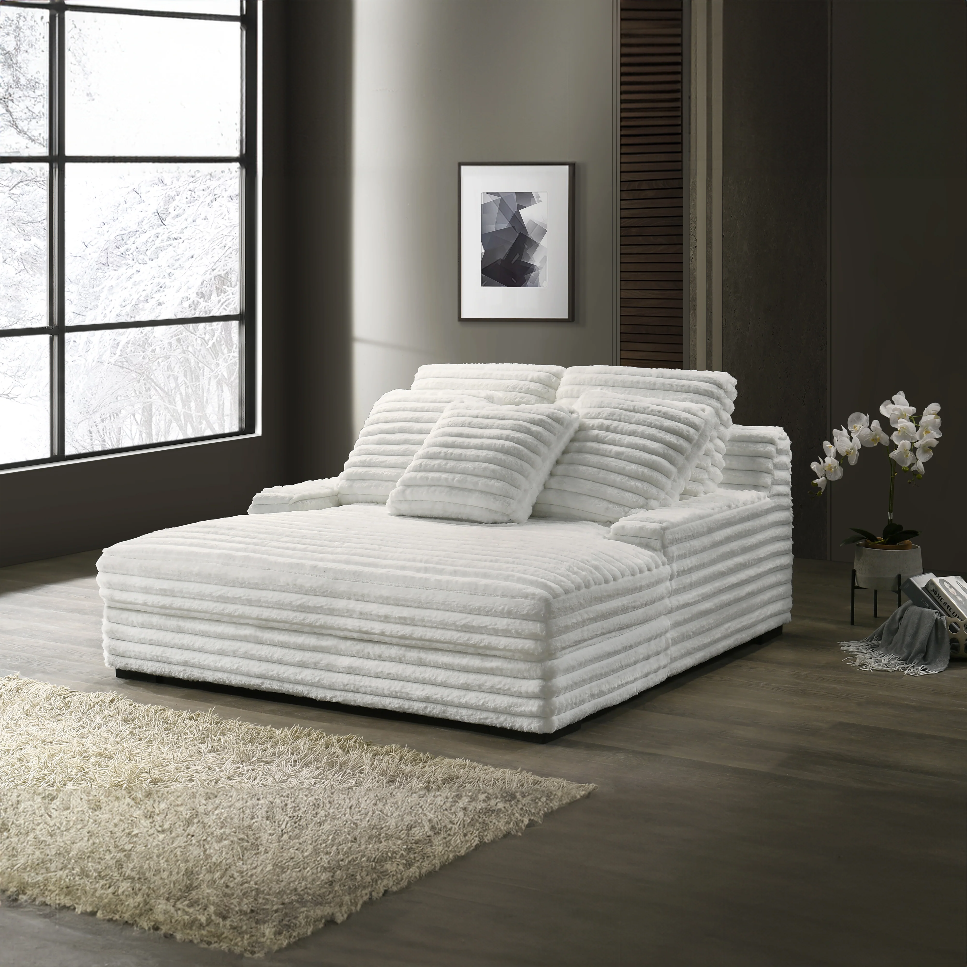 Embrace Dual Chaise Lounge-White - Image 2