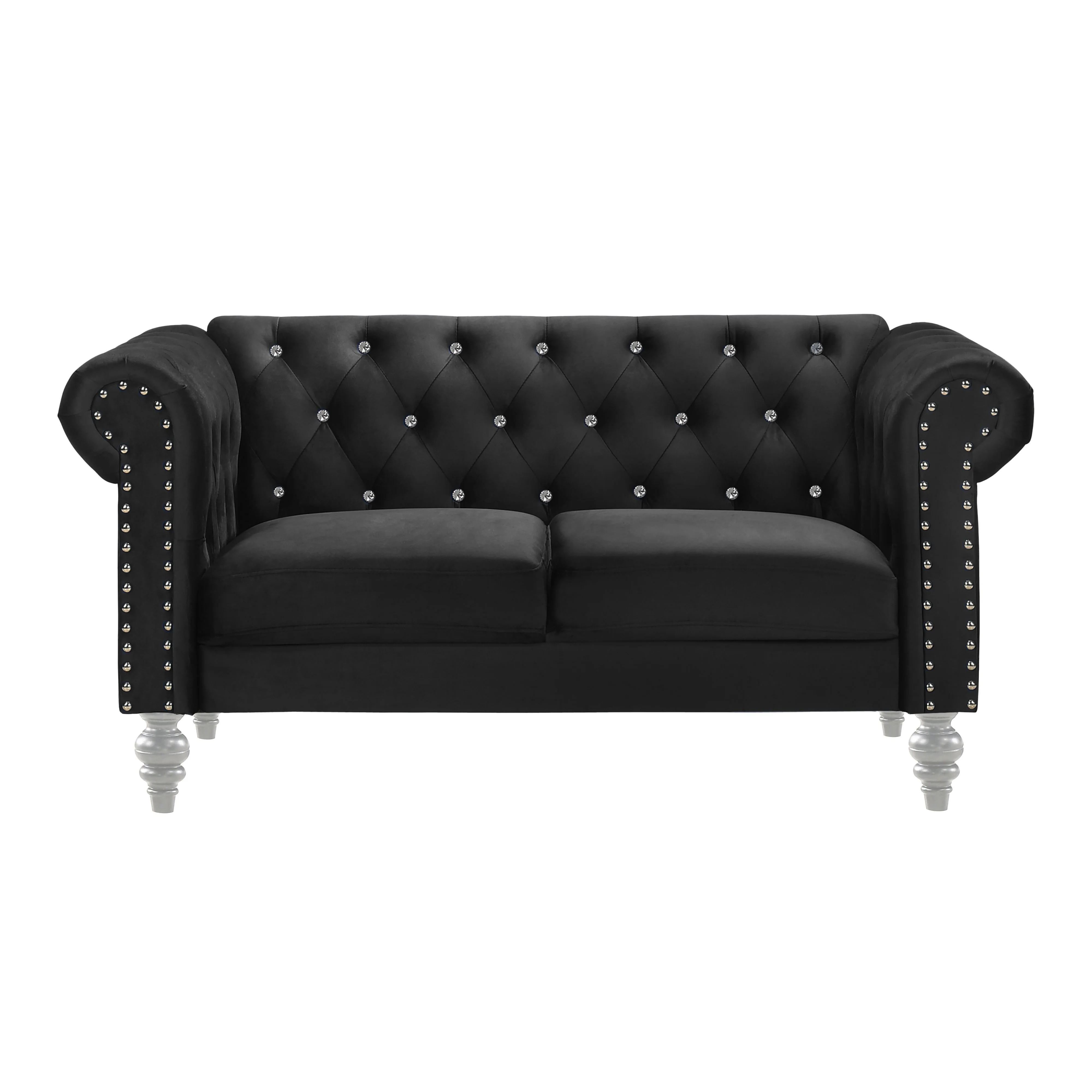 Emma Crystal Loveseat-Black - Image 2