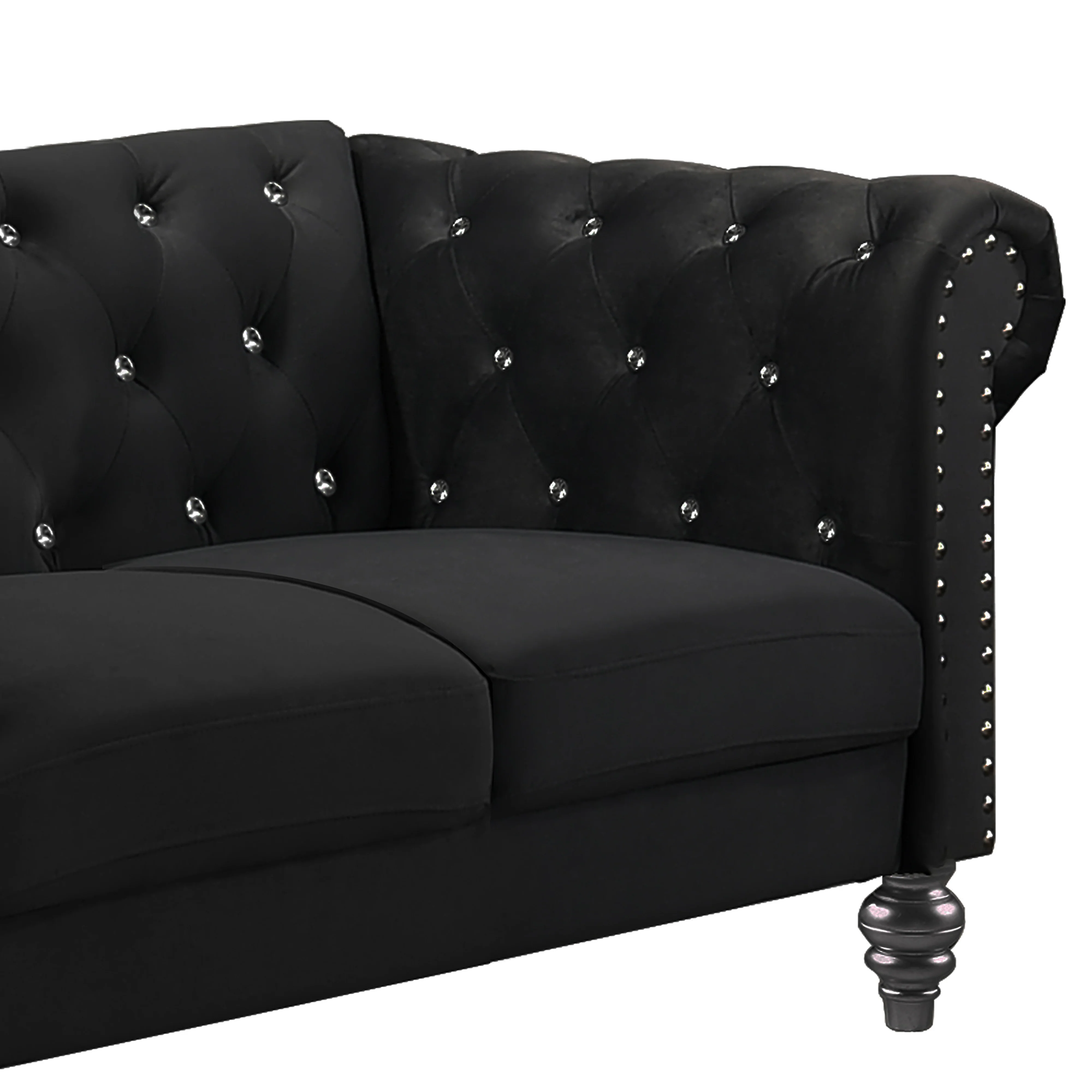 Emma Crystal Loveseat-Black - Image 3