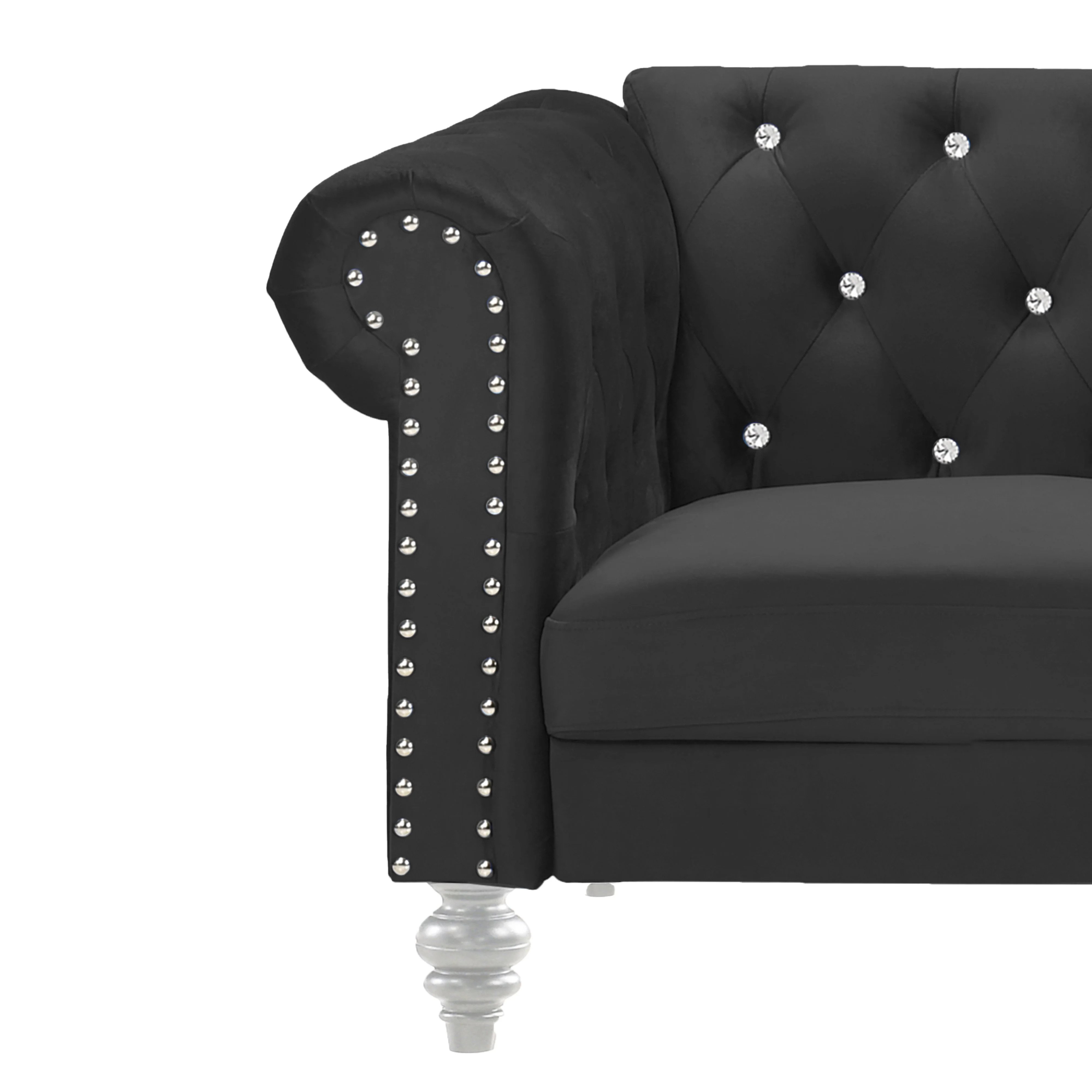 Emma Crystal Loveseat-Black - Image 4