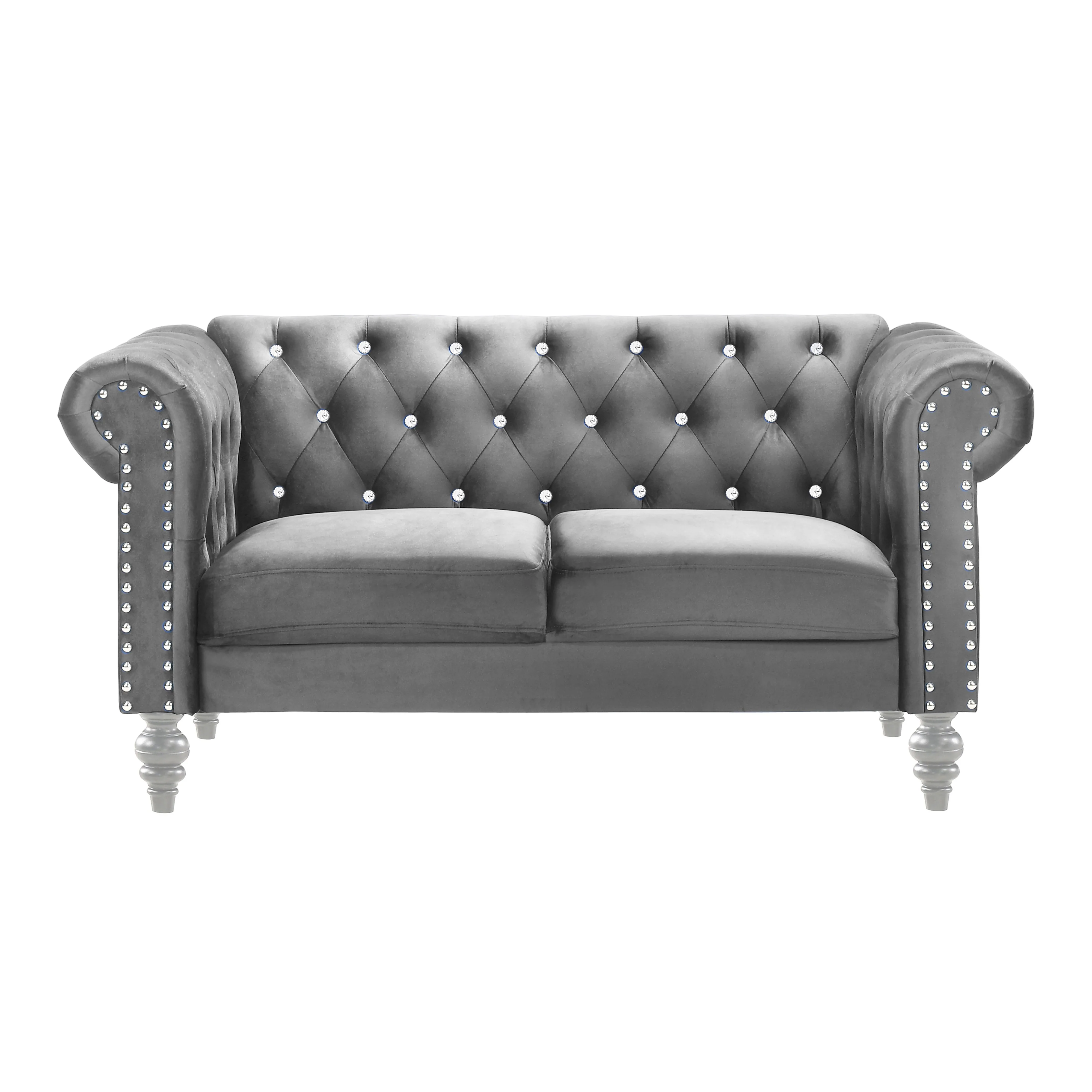 Emma Crystal Loveseat-Gray - Image 2