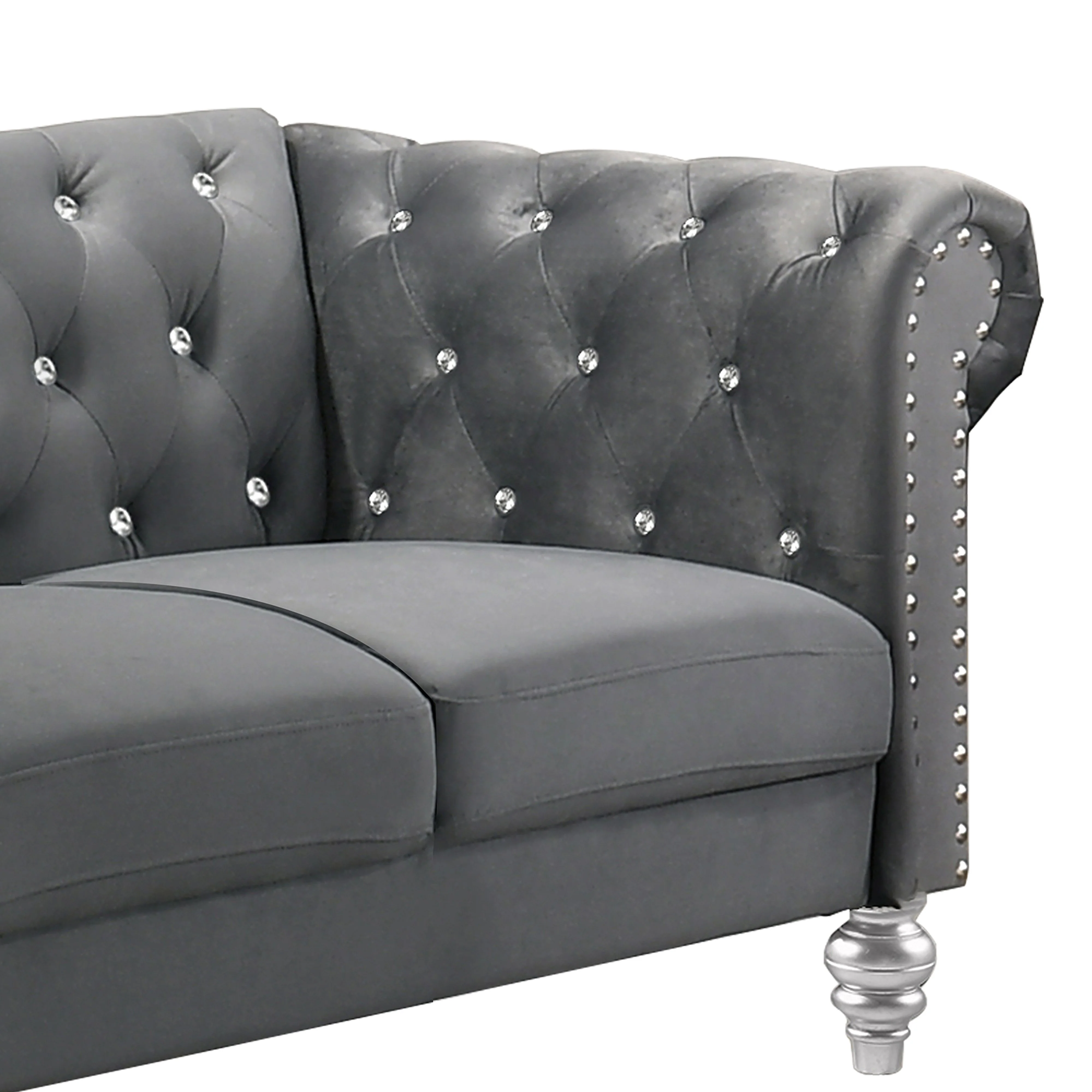 Emma Crystal Loveseat-Gray - Image 3