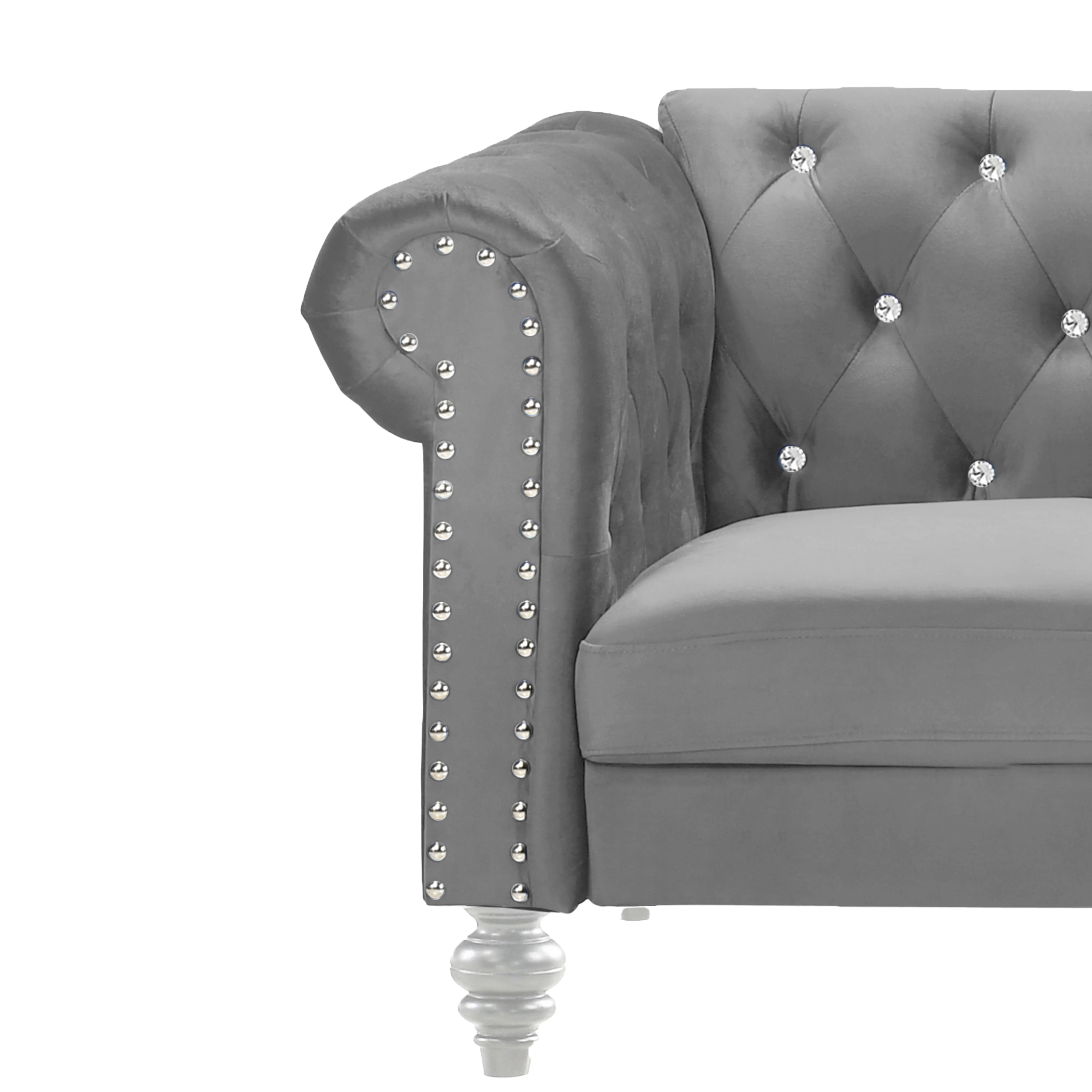 Emma Crystal Loveseat-Gray - Image 4