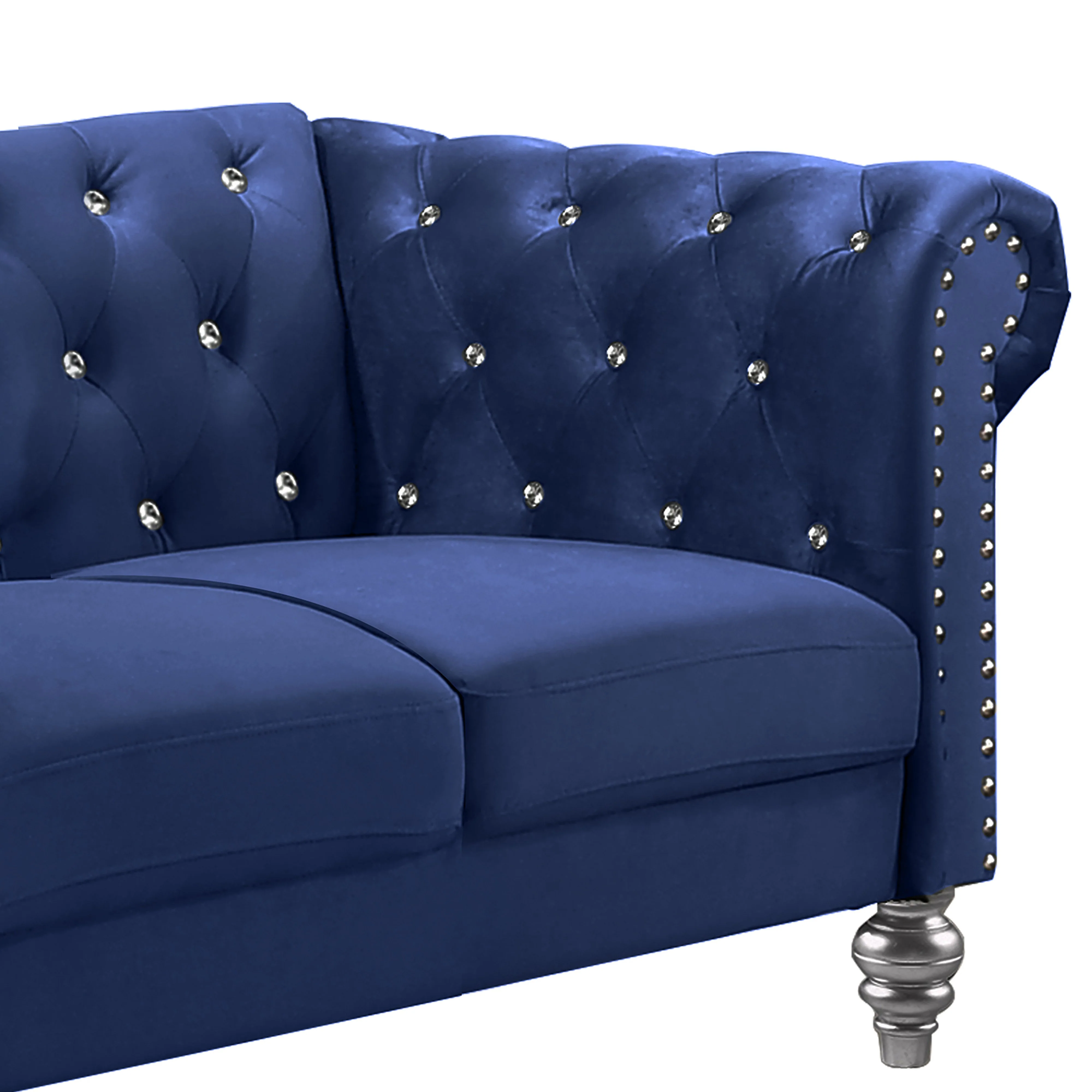 Emma Crystal Loveseat-Royal Blue - Image 3