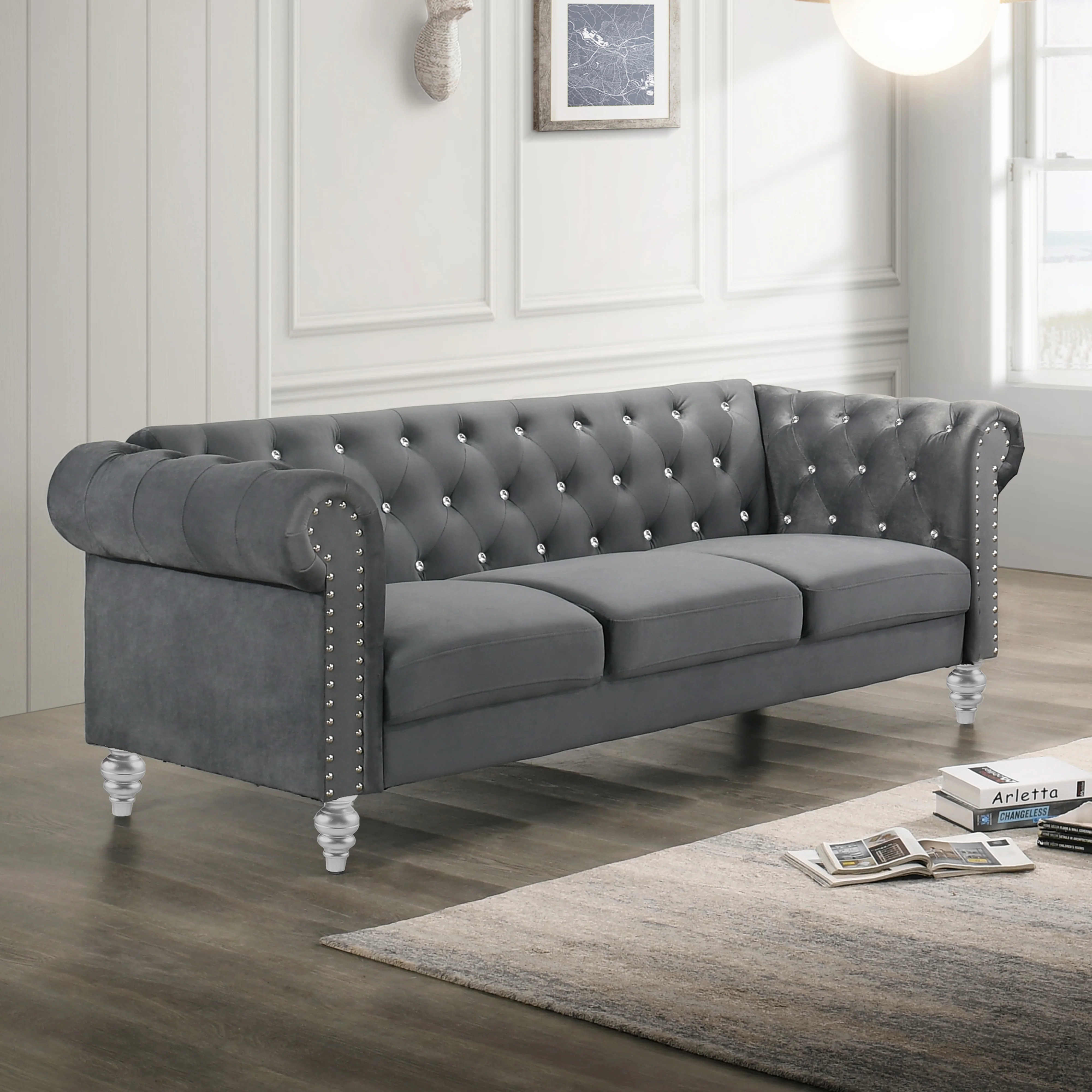 Emma Crystal Sofa-Gray - Image 6
