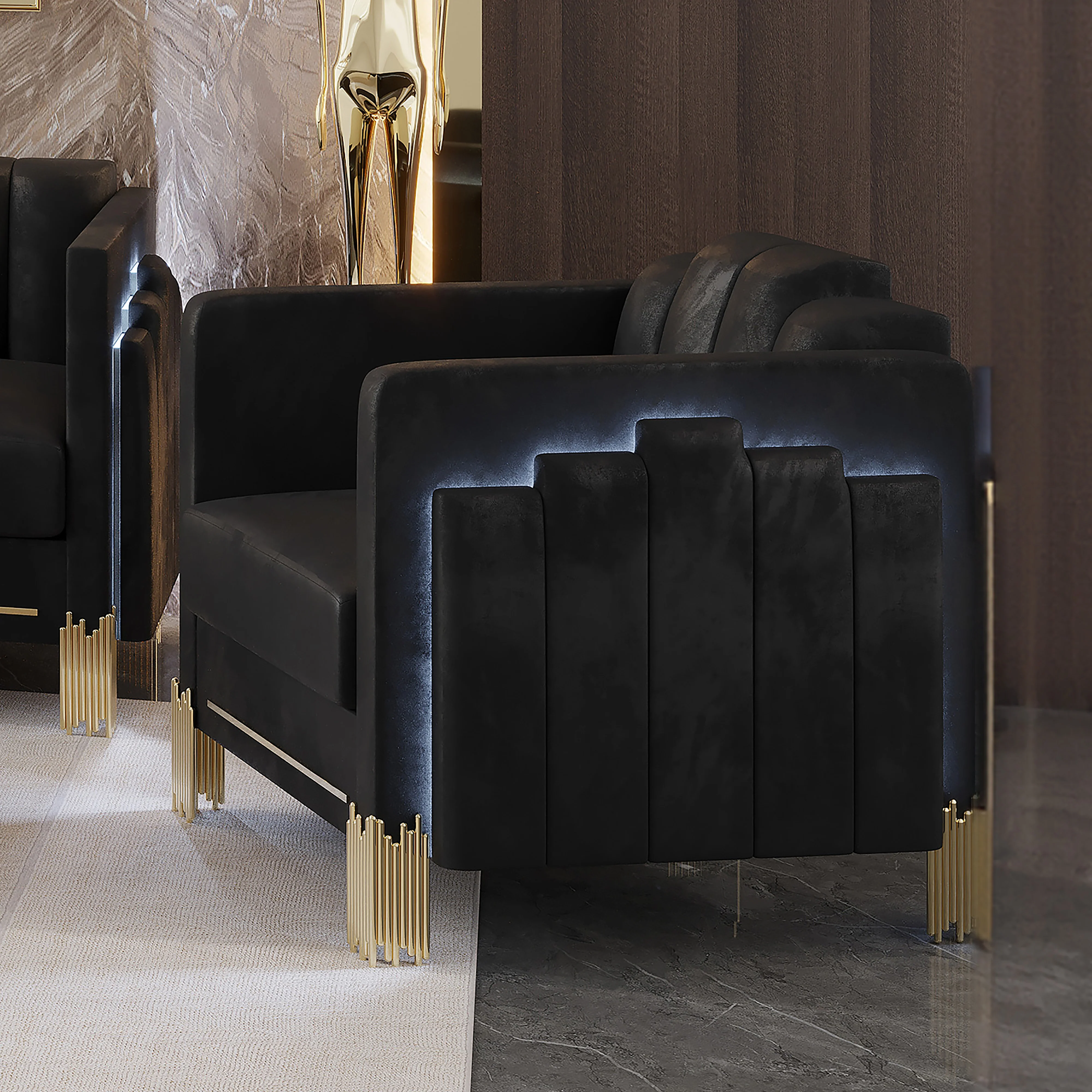 Empire Lighted Chair-Black - Image 7