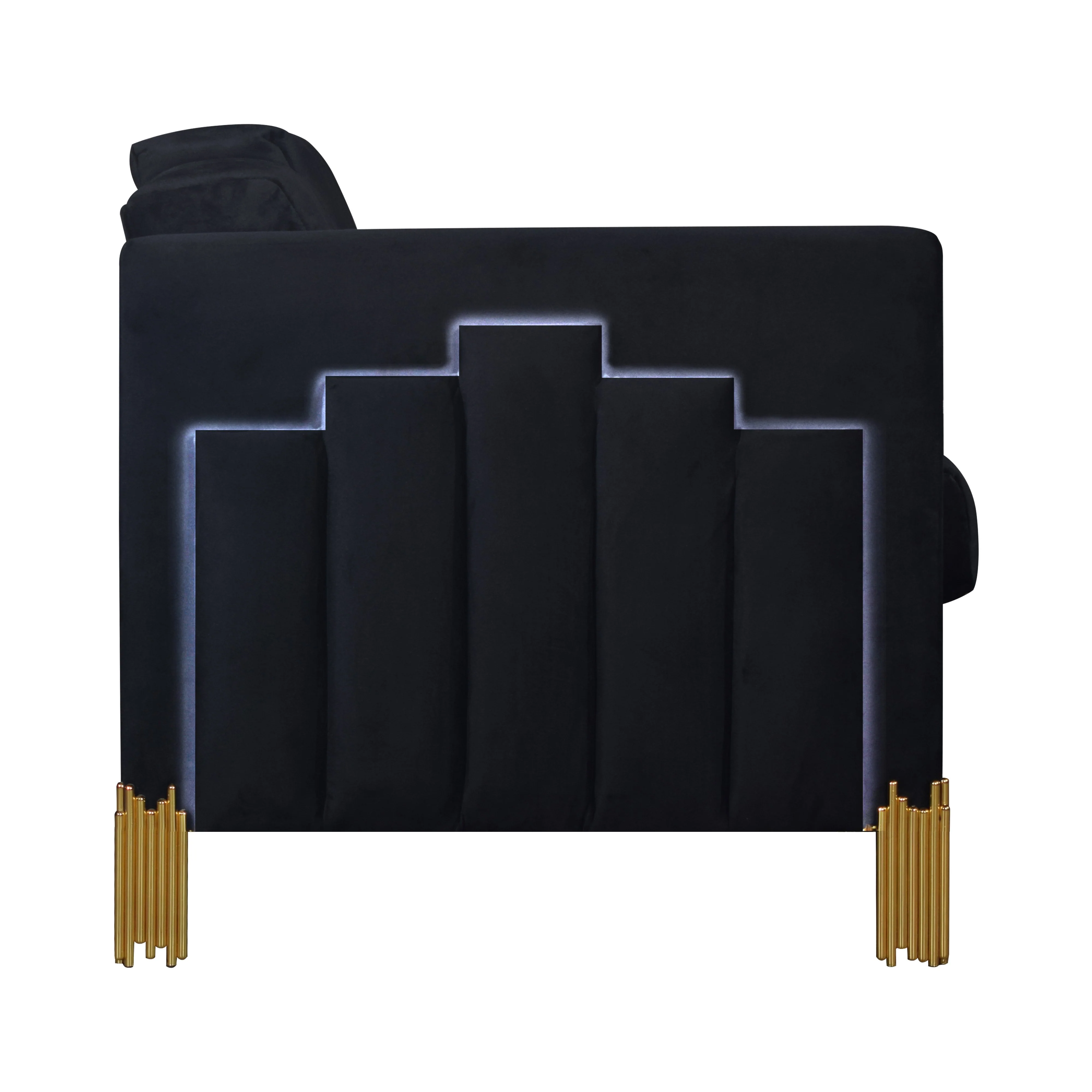 Empire Lighted Loveseat-Black - Image 3
