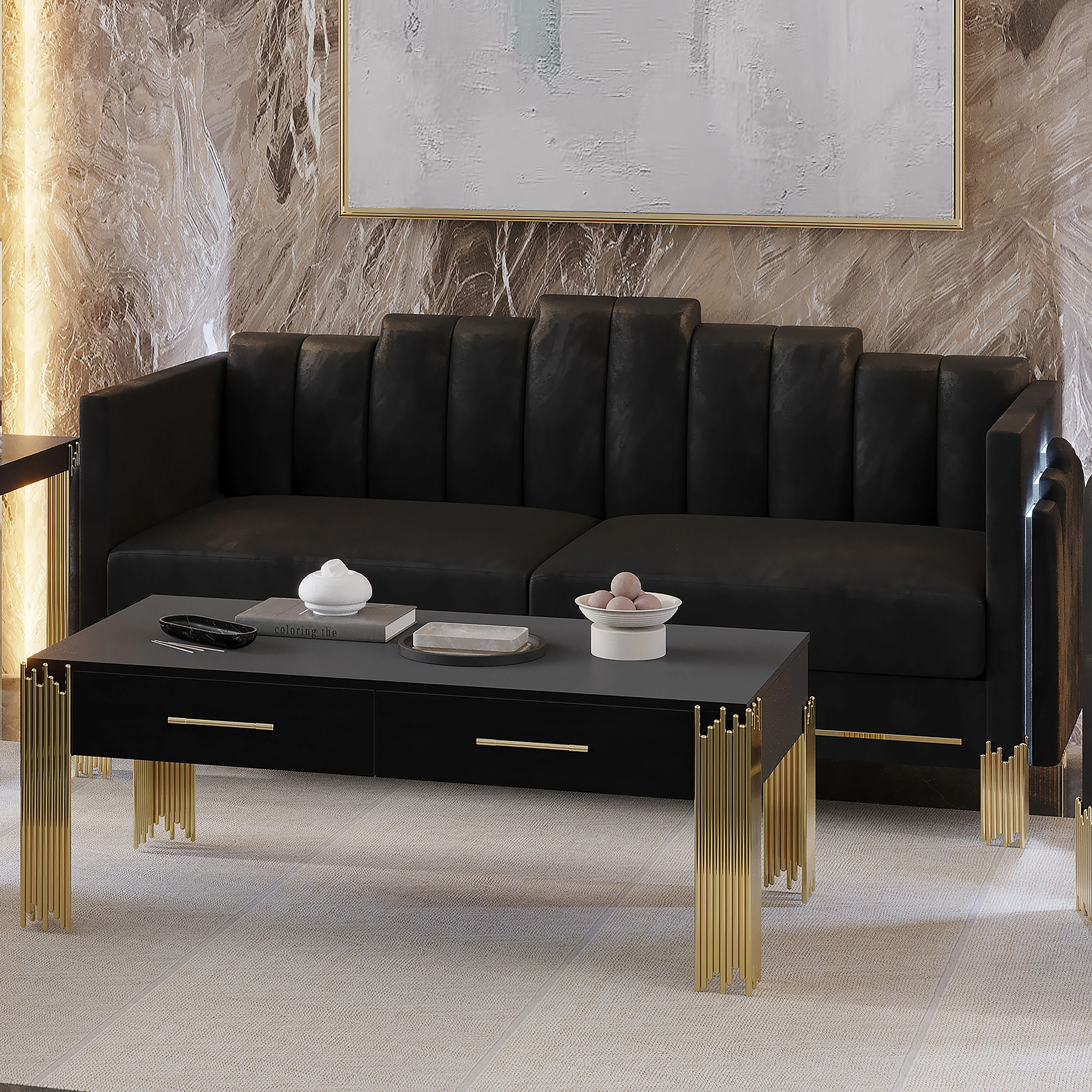 Empire Lighted Sofa-Black - Image 7