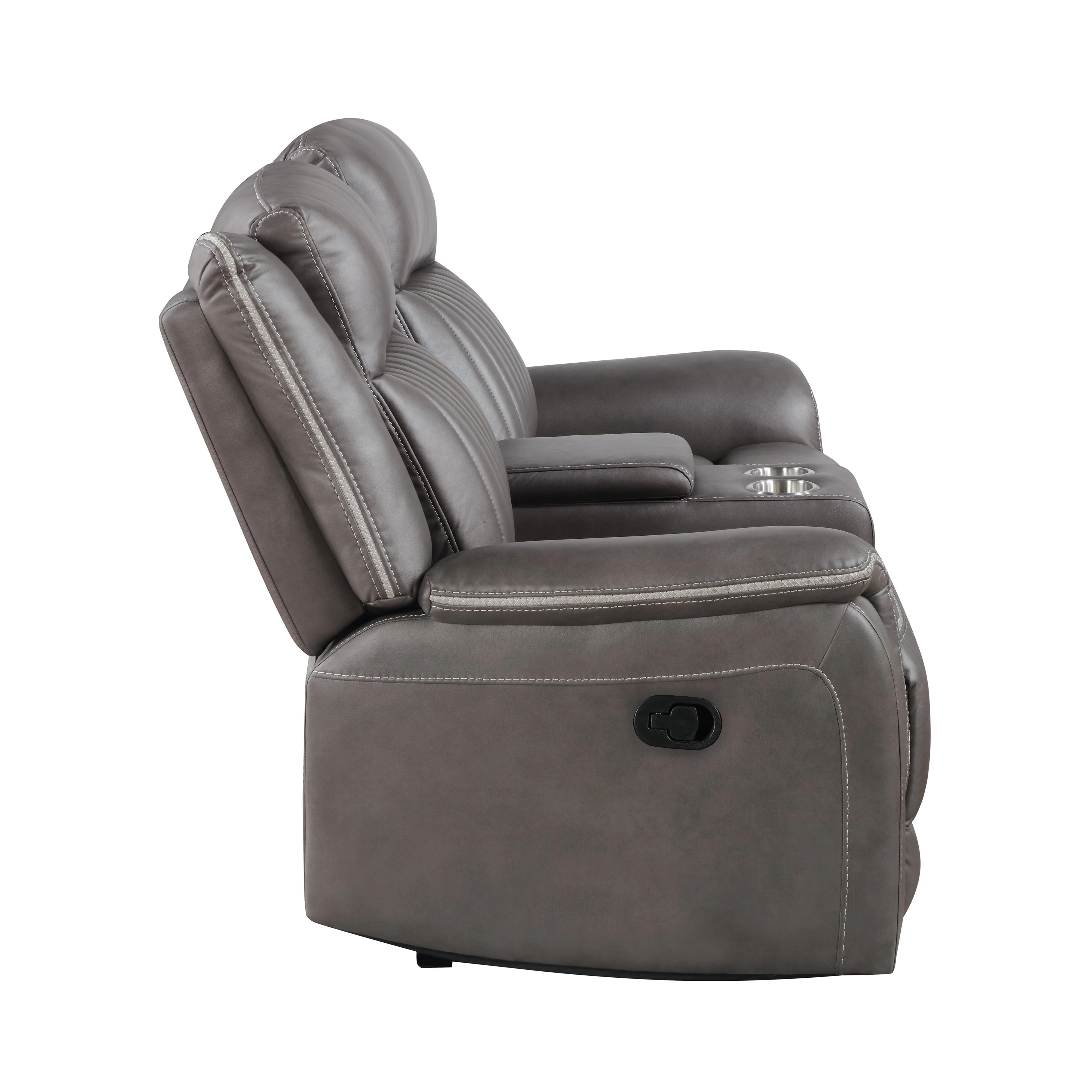 Enzo Console Loveseat W/ Dual Recliners--Gray - Image 4