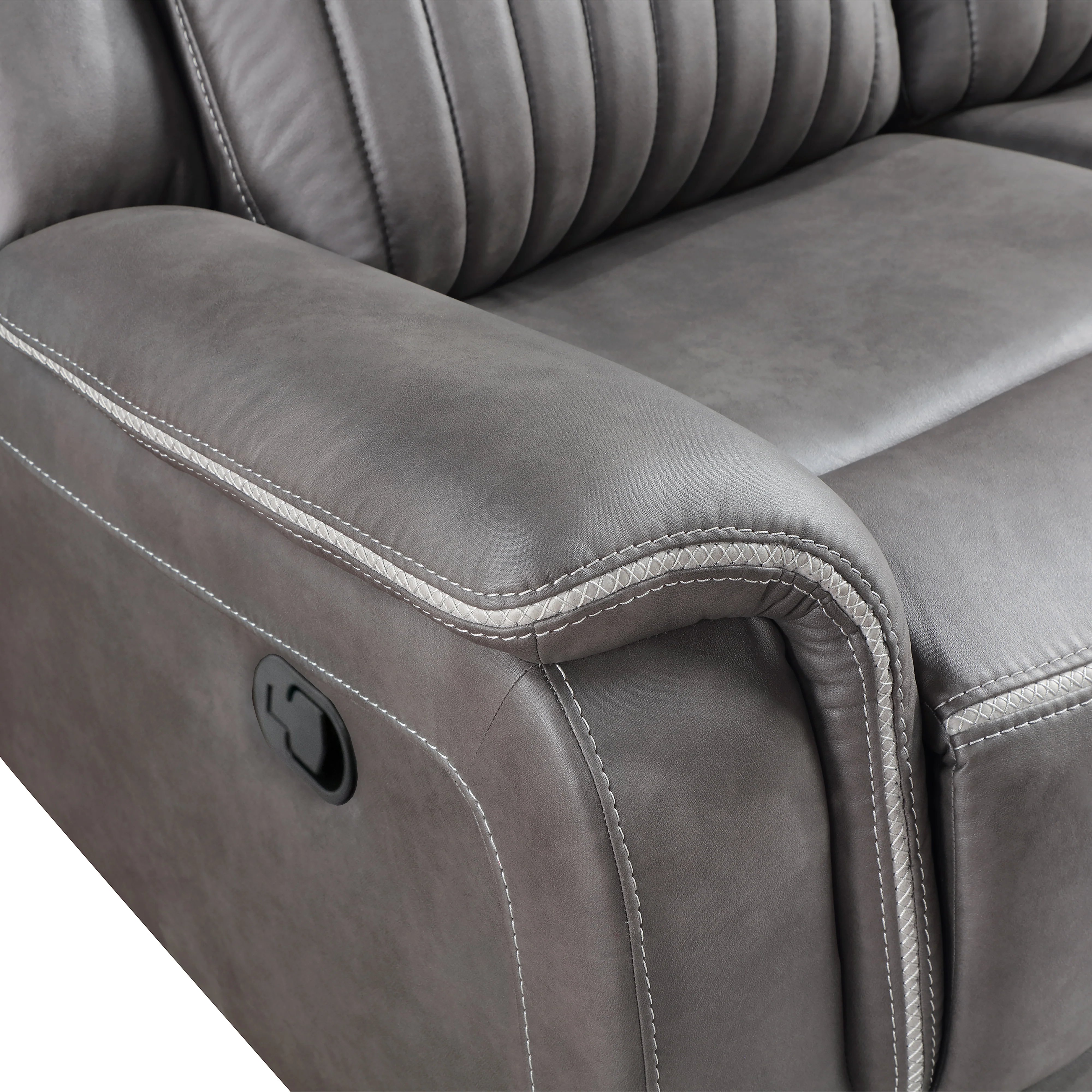 Enzo Console Loveseat W/ Dual Recliners--Gray - Image 6