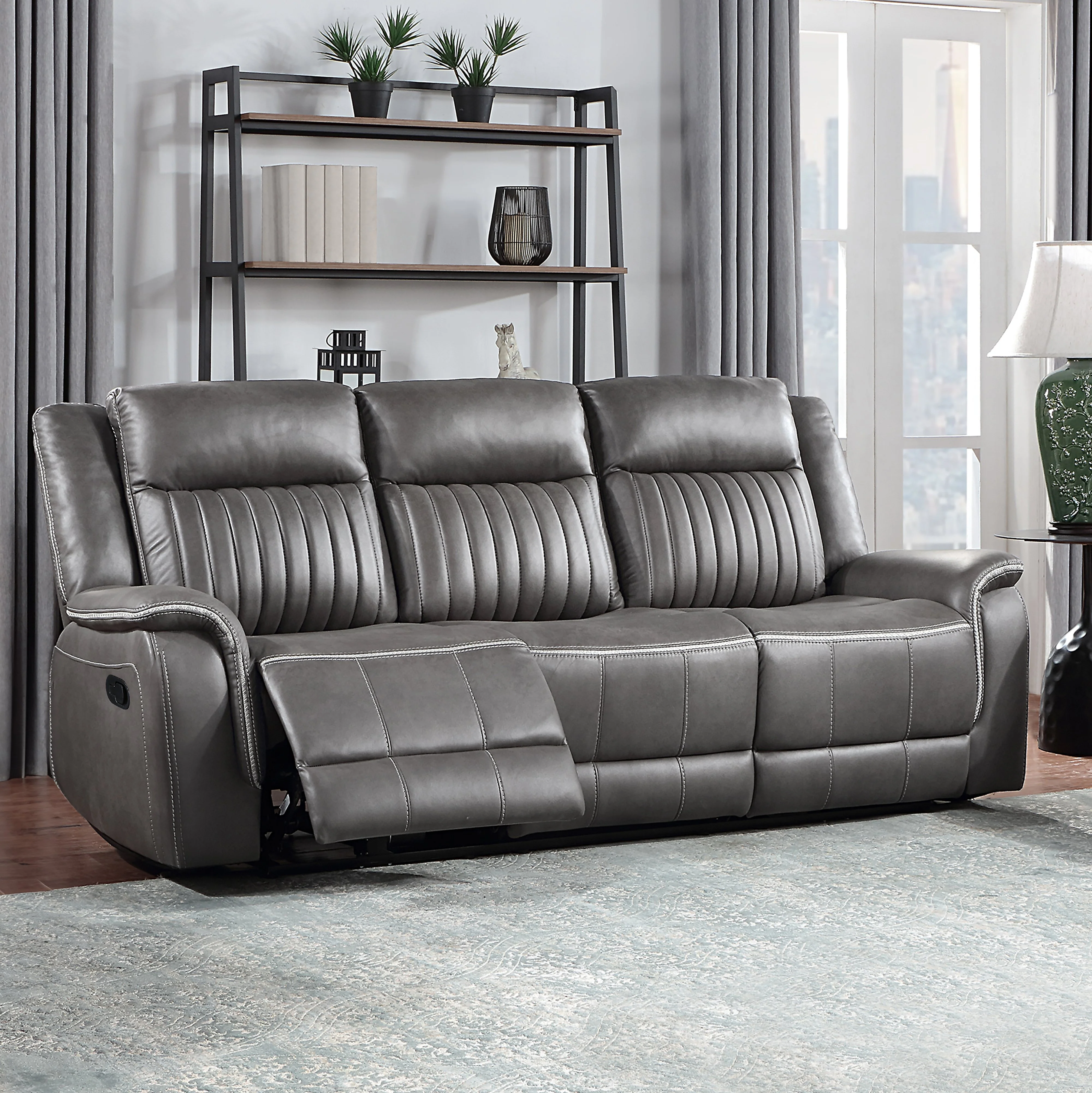Enzo Sofa W/Dual Recliner- Gray - Image 7