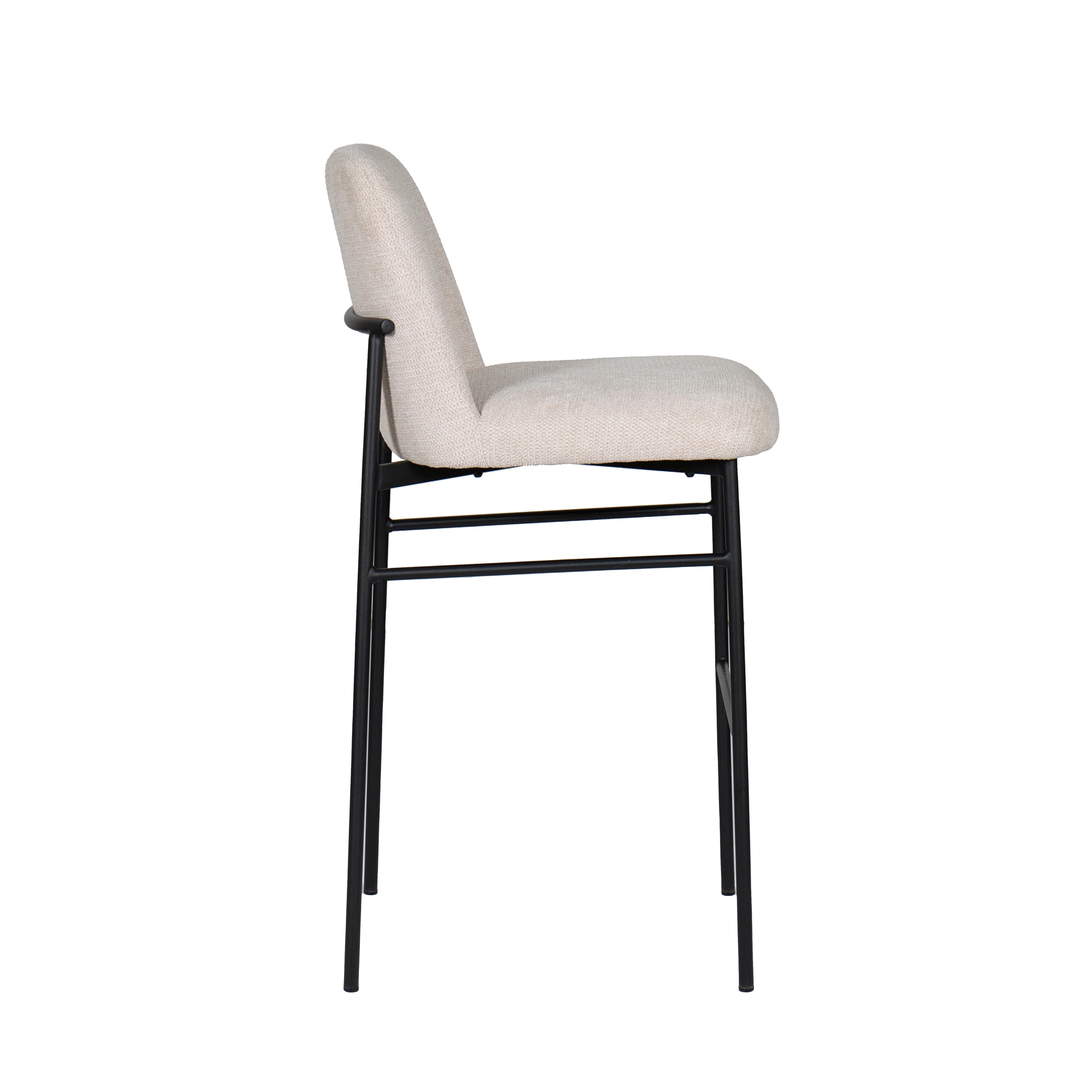 Erik Bar Chair W/ Black Metal Frame- Beige (2 Per Carton) - Image 3