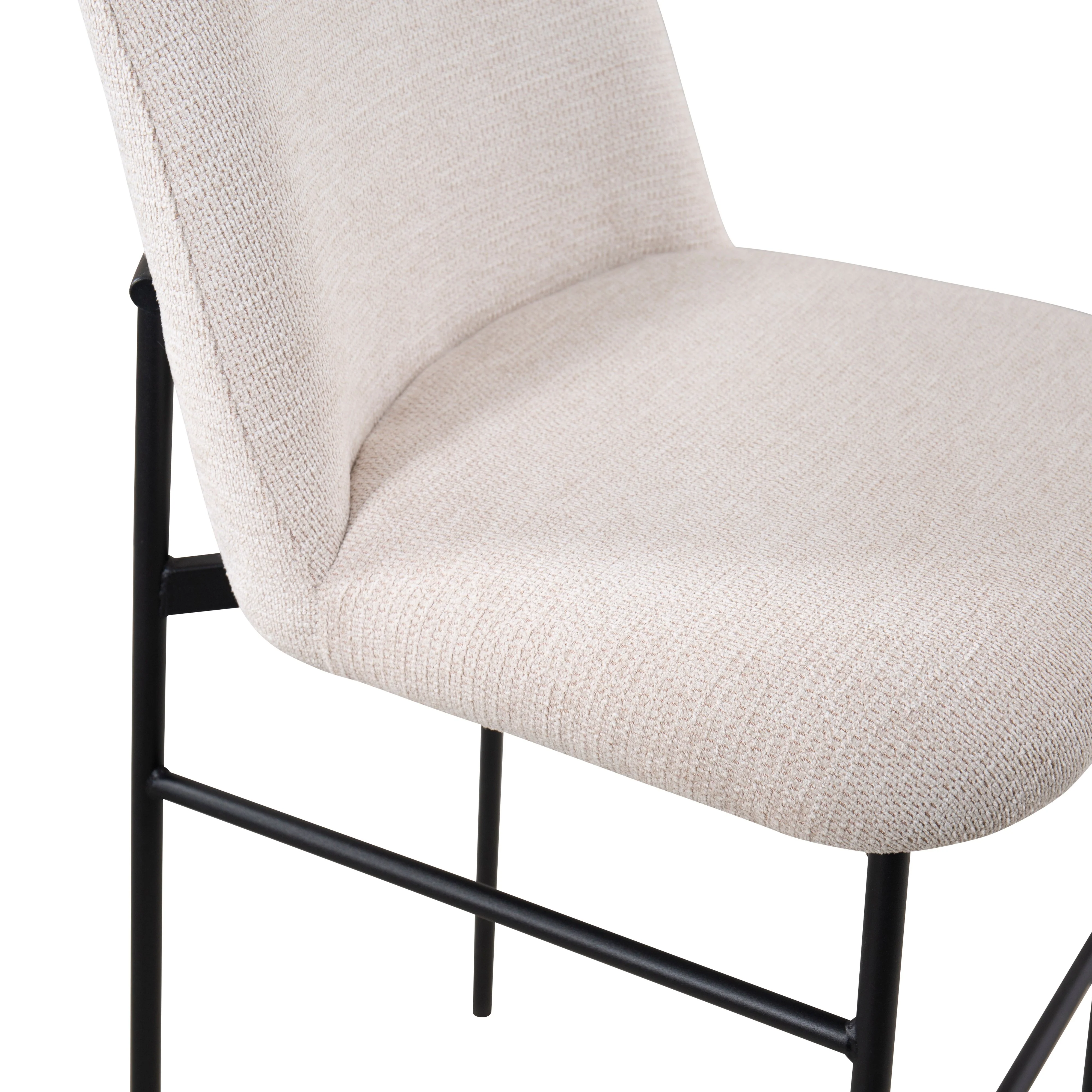 Erik Bar Chair W/ Black Metal Frame- Beige (2 Per Carton) - Image 6