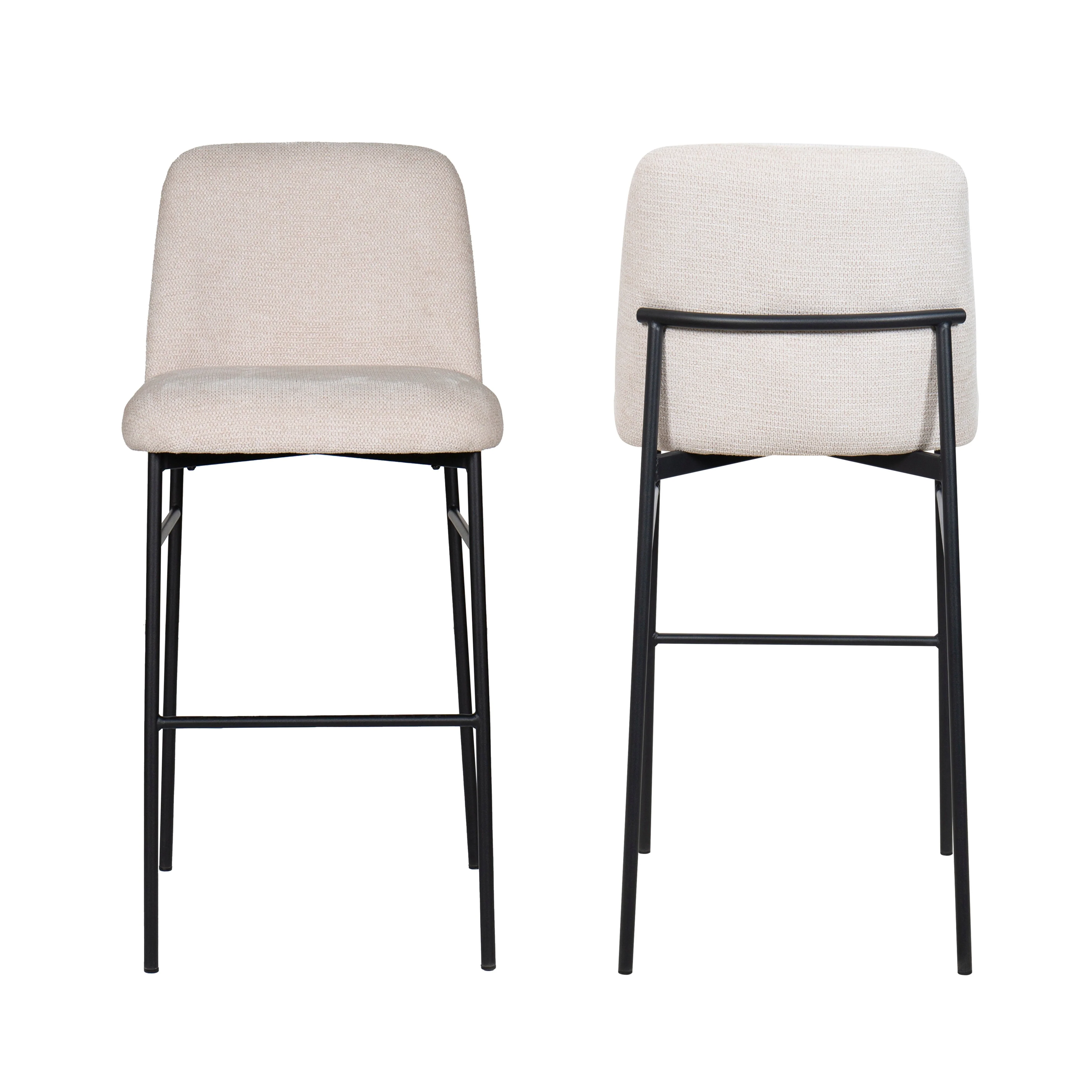 Erik Bar Chair W/ Black Metal Frame- Beige (2 Per Carton) - Image 7
