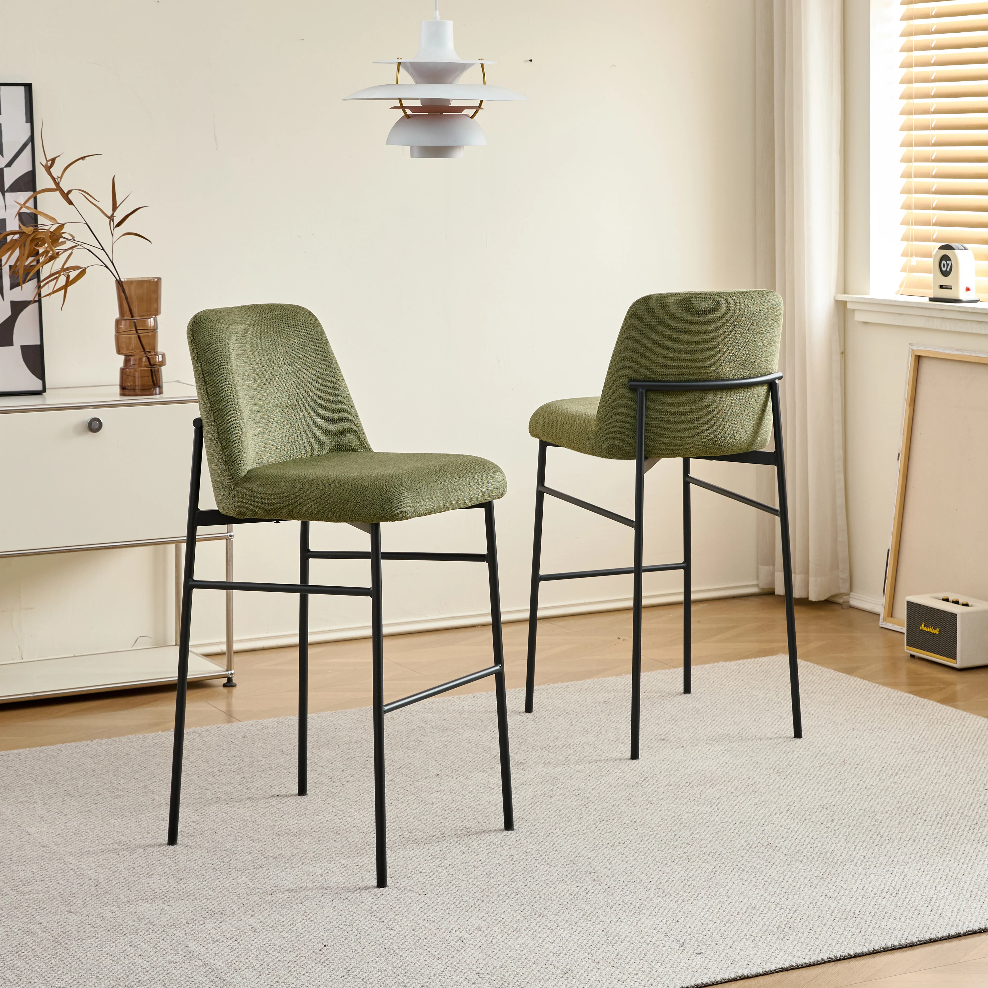 Erik Bar Chair W/ Black Metal Frame- Green (2 Per Carton) - Image 9