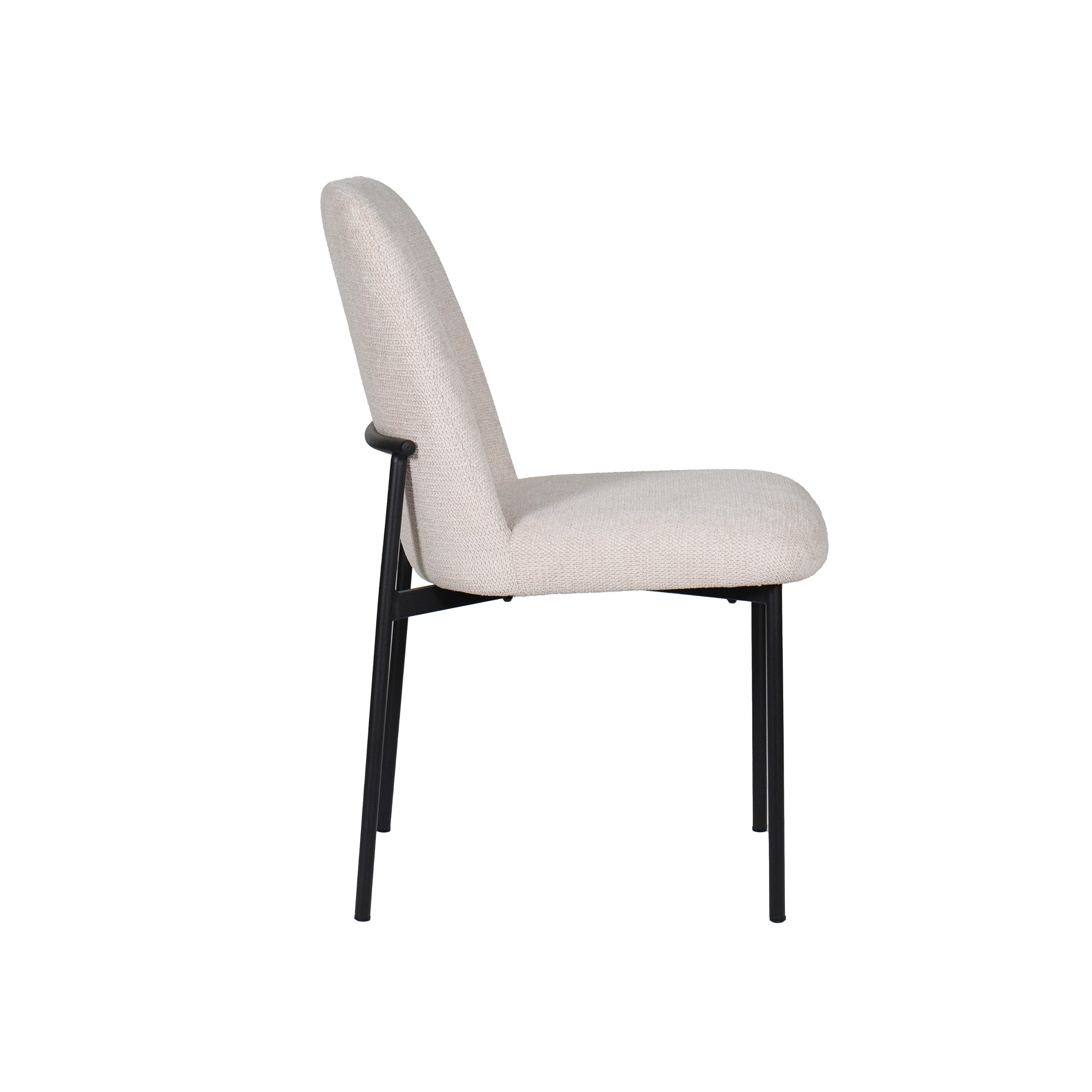 Erik Side Chair W/ Black Metal Frame -Beige (2 Per Carton) - Image 3