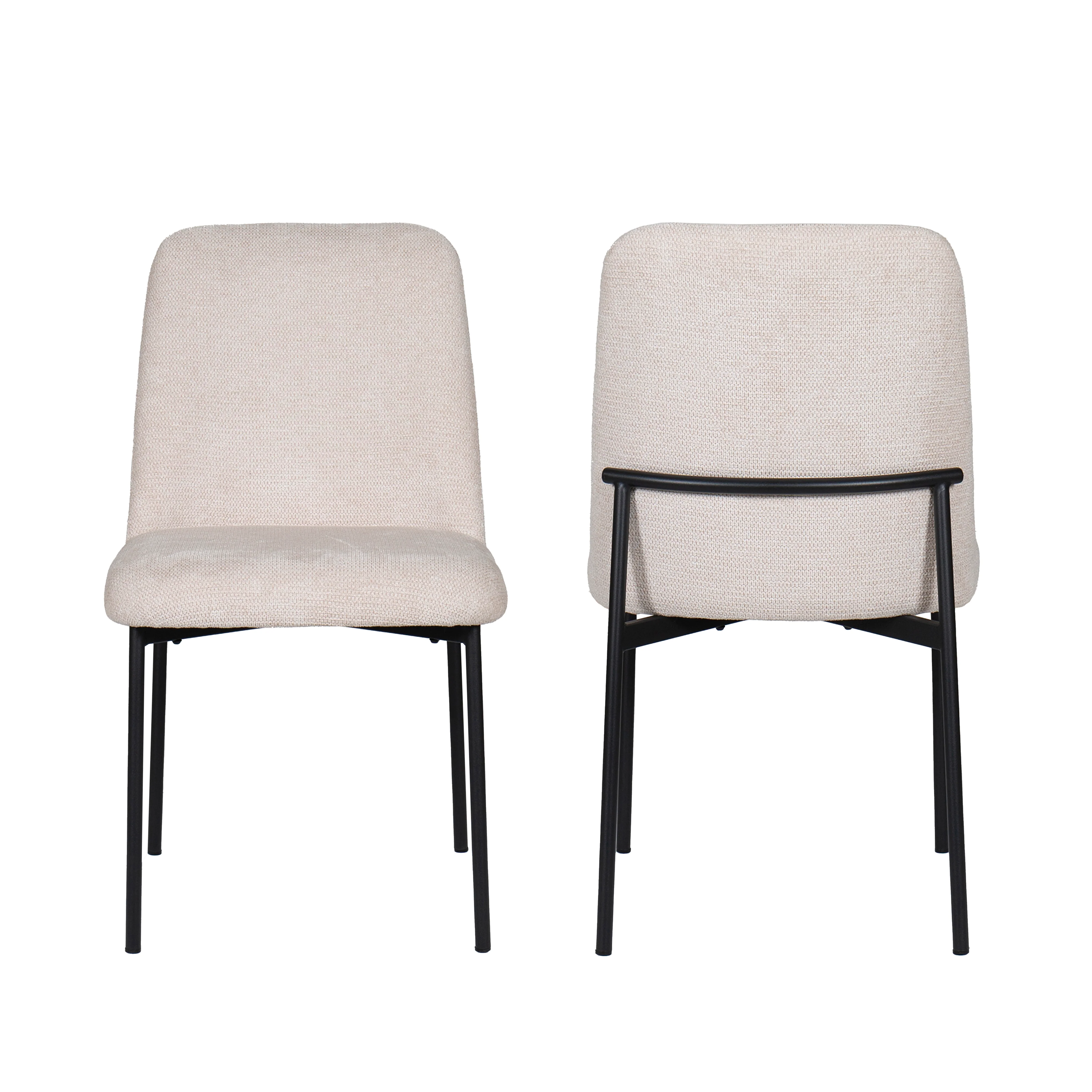 Erik Side Chair W/ Black Metal Frame -Beige (2 Per Carton) - Image 6