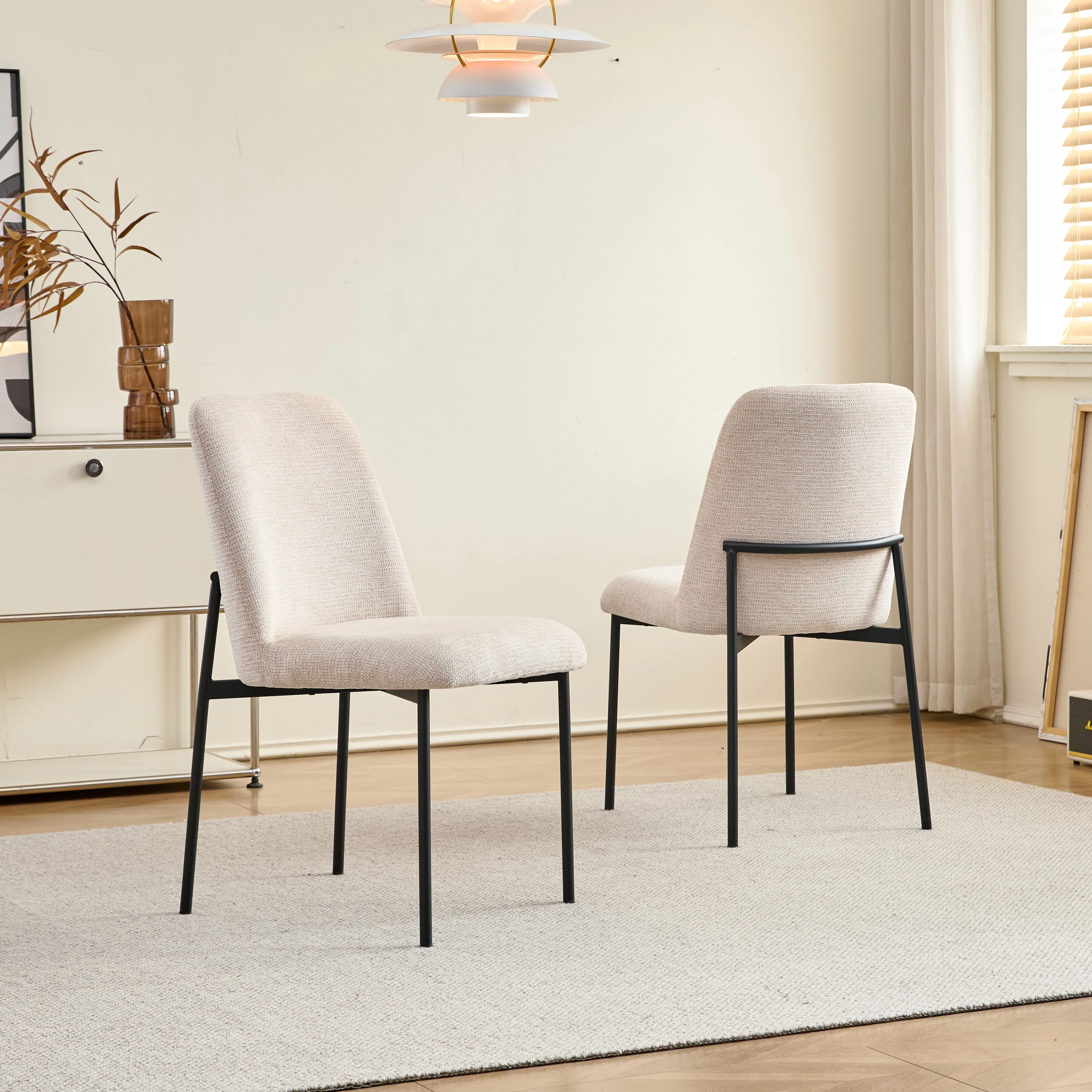 Erik Side Chair W/ Black Metal Frame -Beige (2 Per Carton) - Image 8