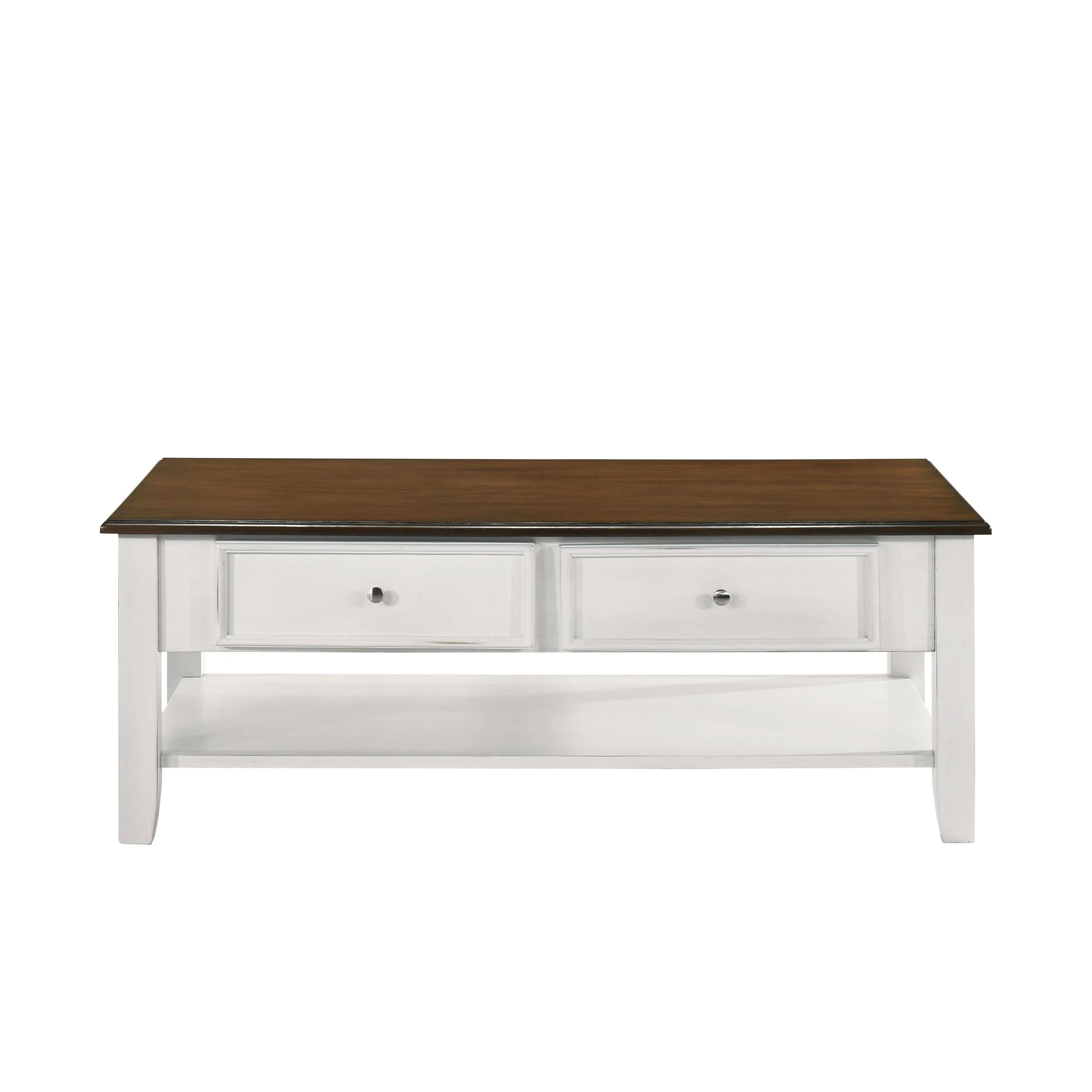 EVANDER COFFEE TABLE WITH DRAWER-TWO TONE CREME/BROWN - Image 2
