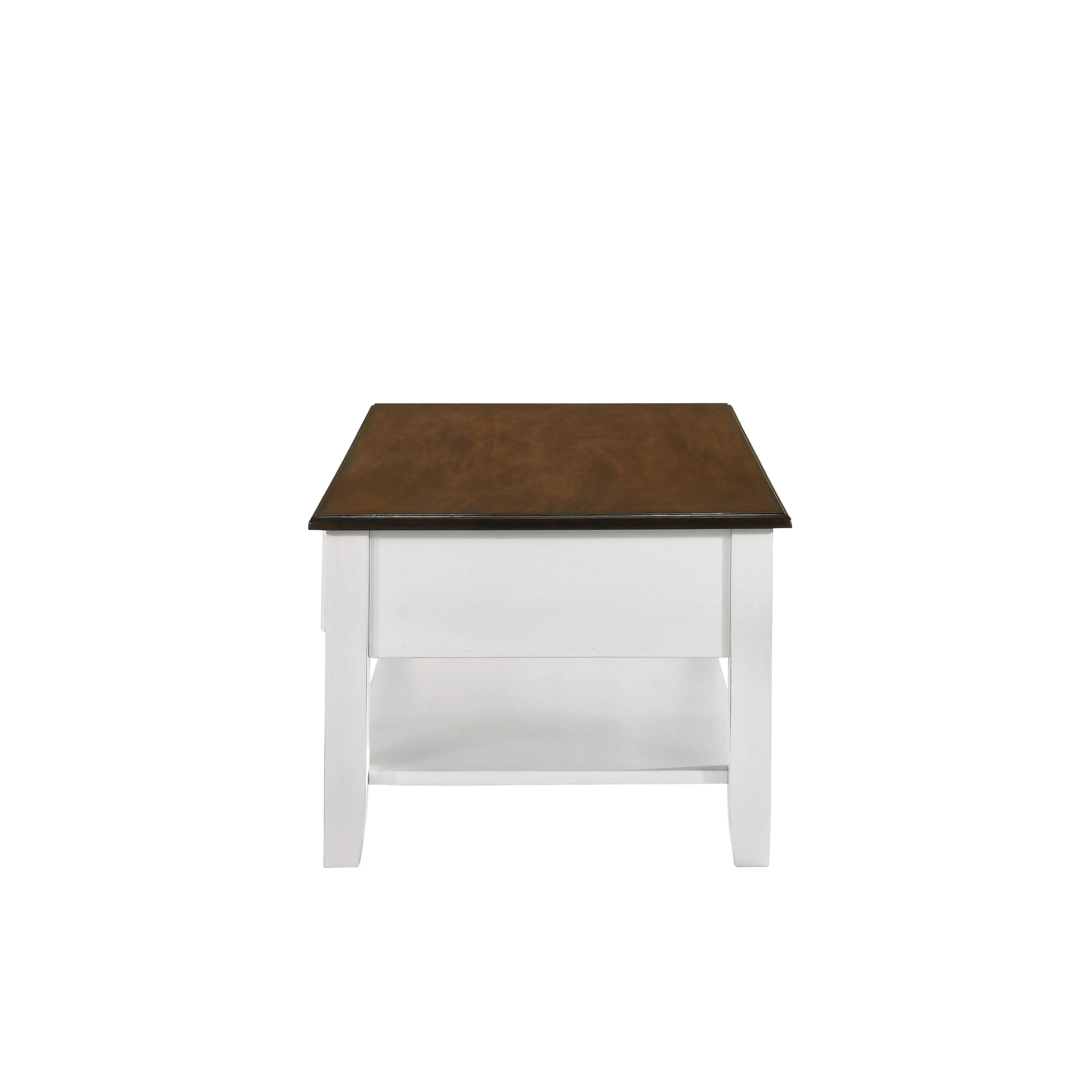 EVANDER COFFEE TABLE WITH DRAWER-TWO TONE CREME/BROWN - Image 3