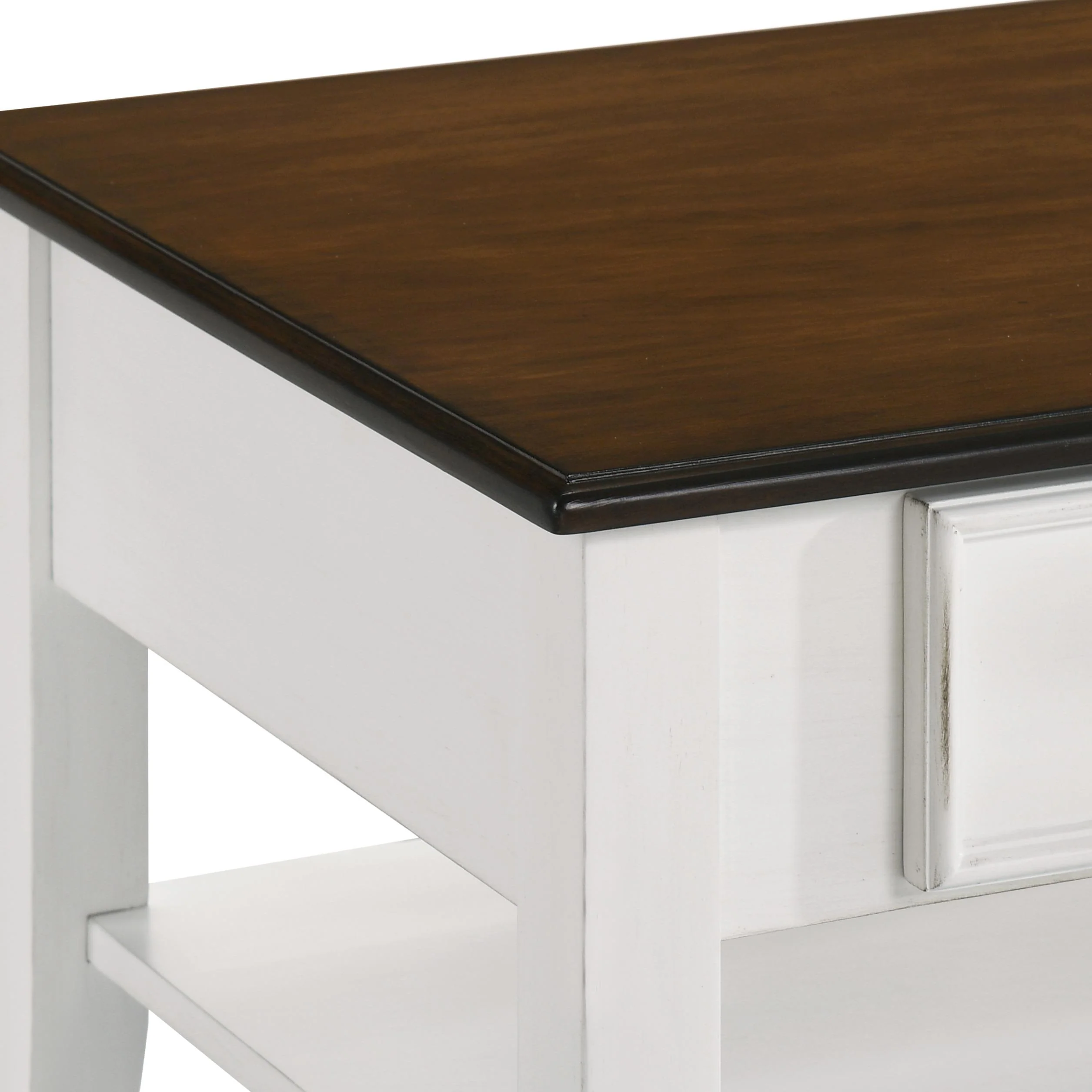 EVANDER COFFEE TABLE WITH DRAWER-TWO TONE CREME/BROWN - Image 5