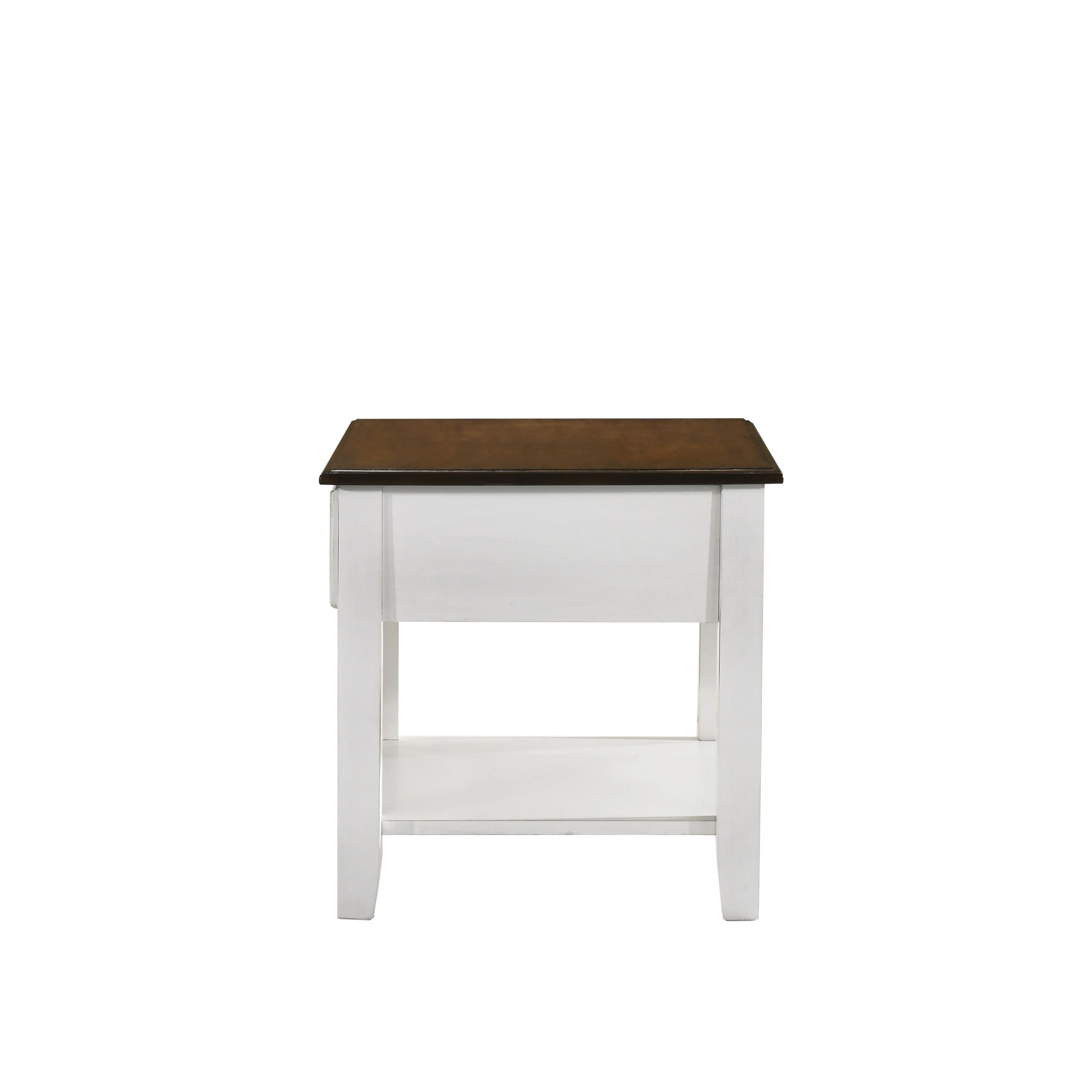 EVANDER END TABLE WITH DRAWER-TWO TONE CREME/BROWN - Image 3