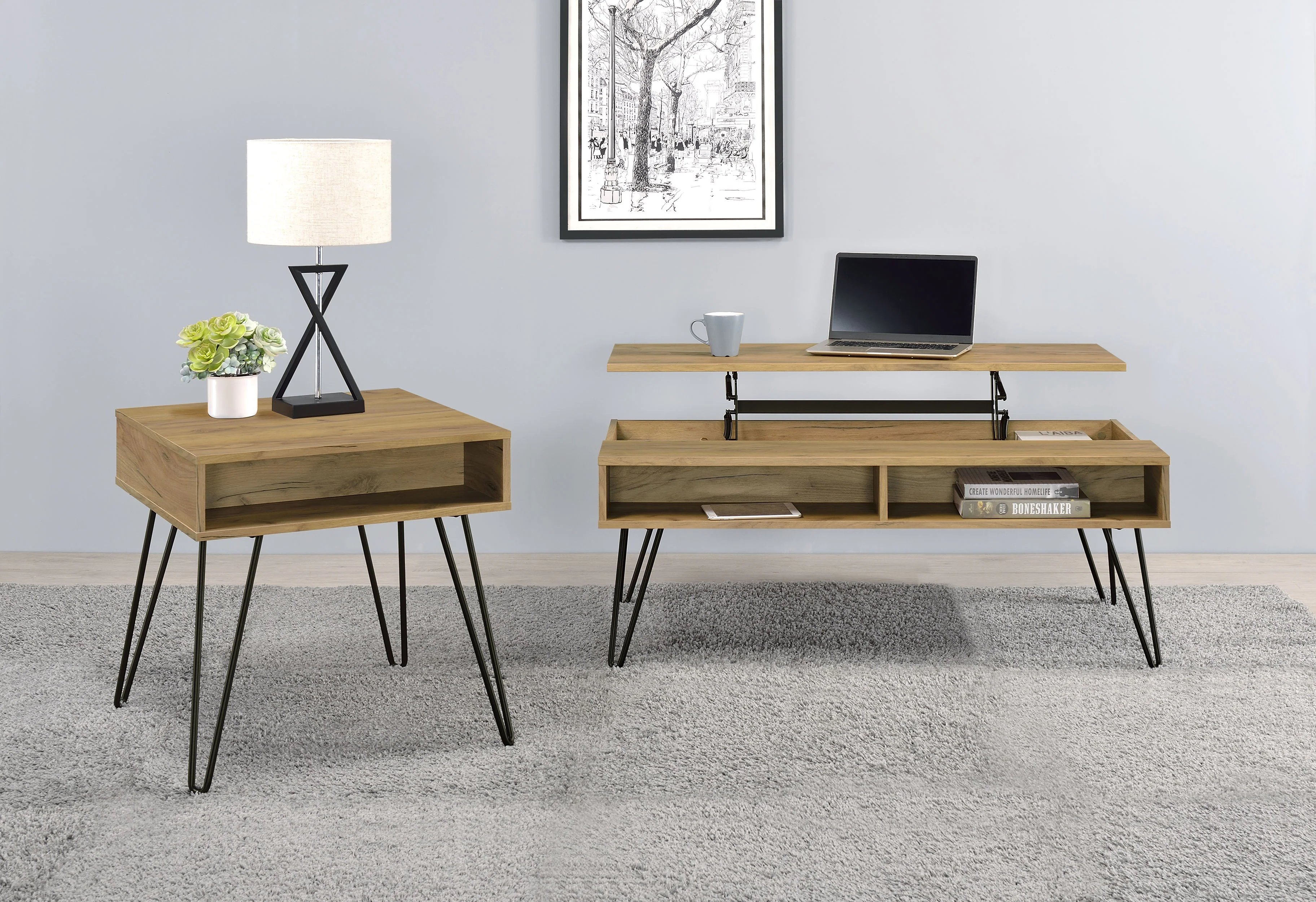 Fanning Lift-Top Coffee Table Set