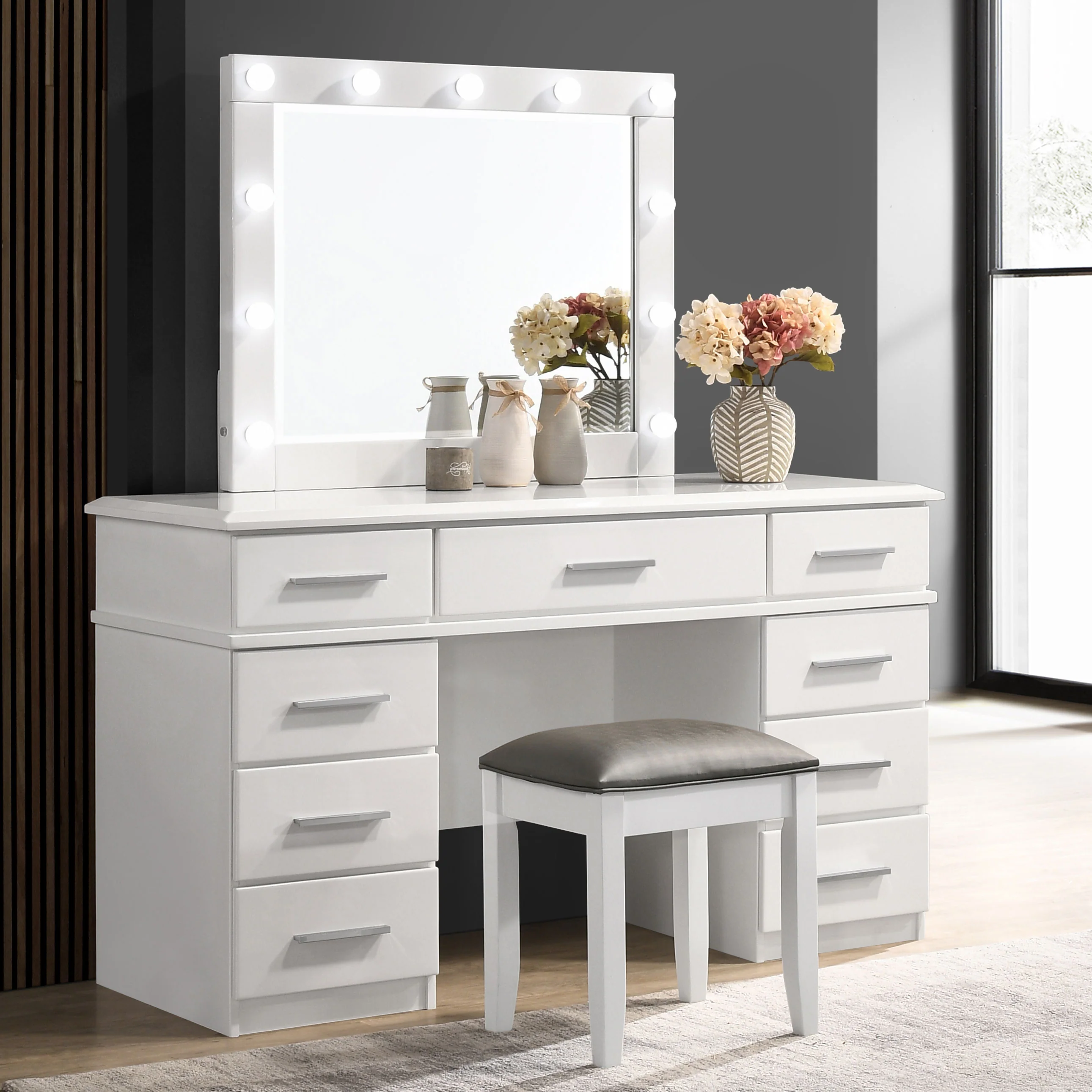 Felicity Makeup Vanity Table with LED Mirror - Image 8