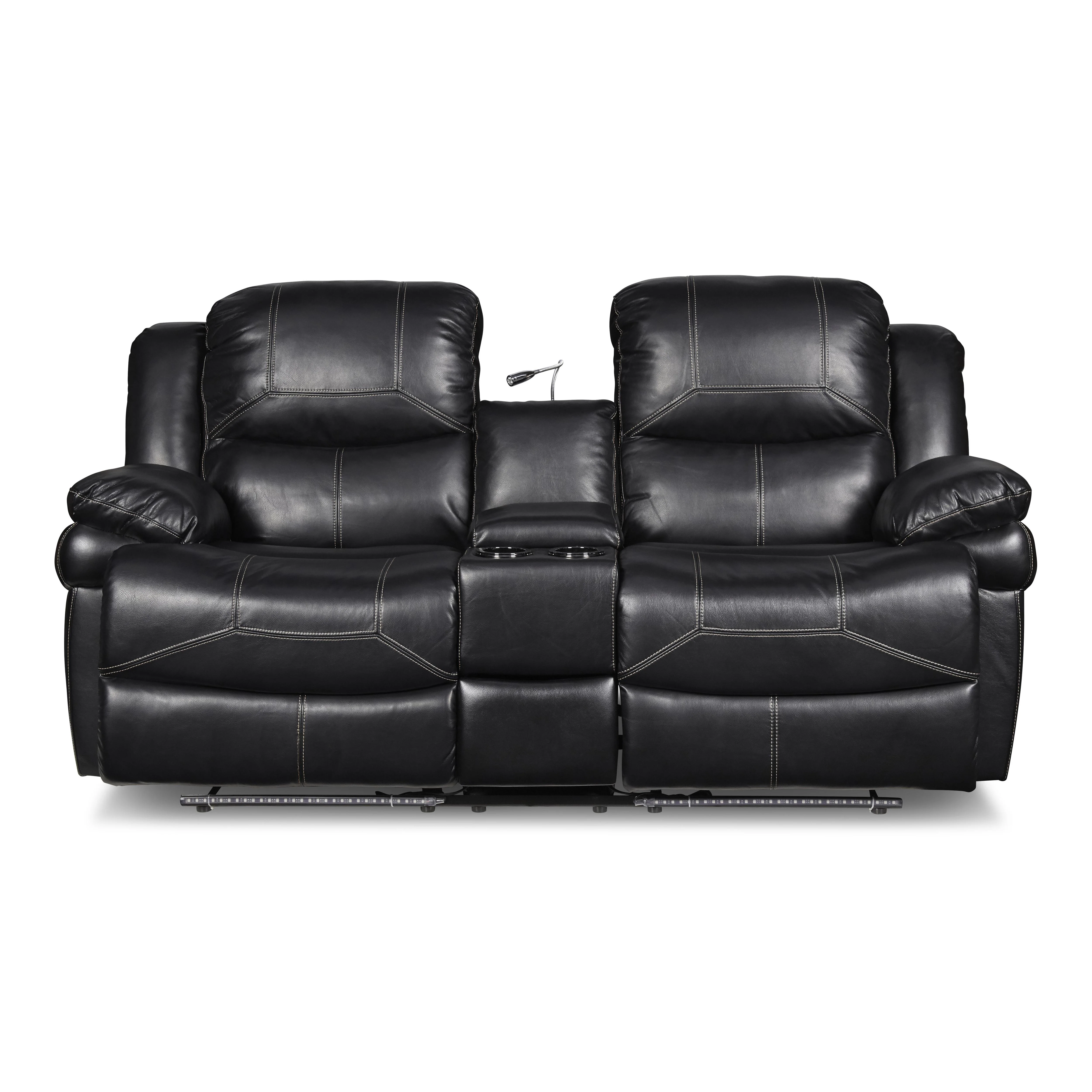 FLYNN CONSOLE LOVESEAT W/ READING LIGHT- BLACK - Image 2