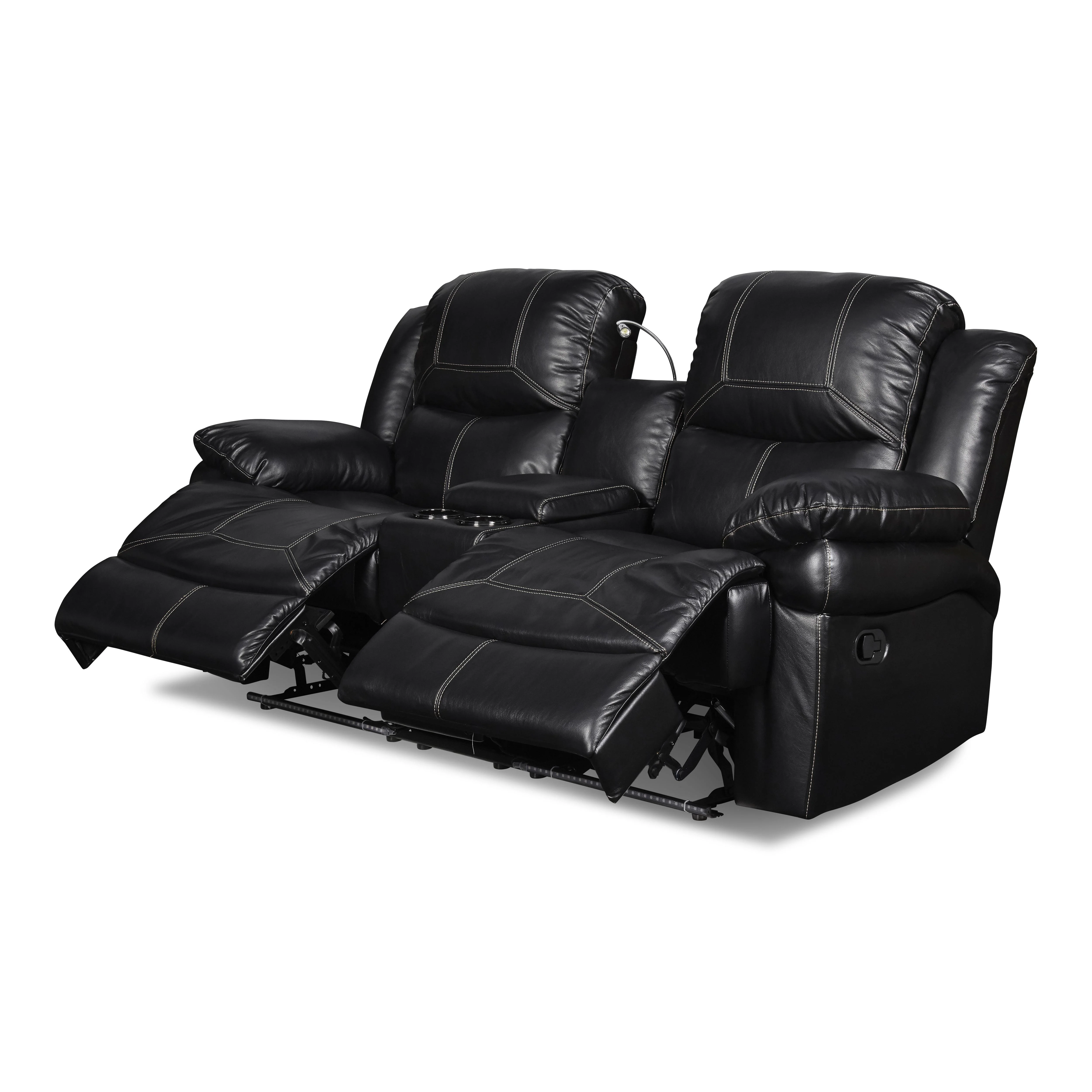 FLYNN CONSOLE LOVESEAT W/ READING LIGHT- BLACK - Image 3