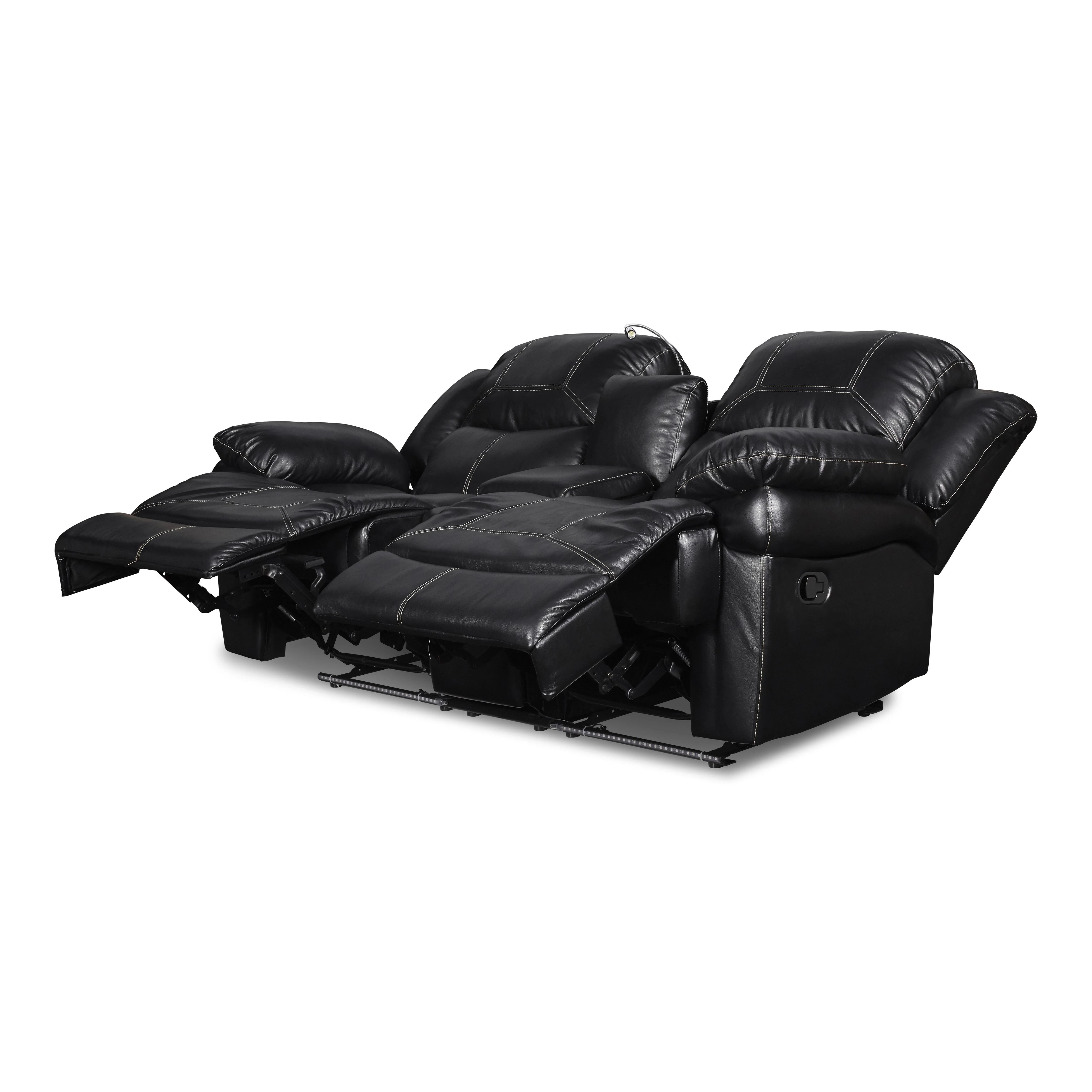 FLYNN CONSOLE LOVESEAT W/ READING LIGHT- BLACK - Image 4