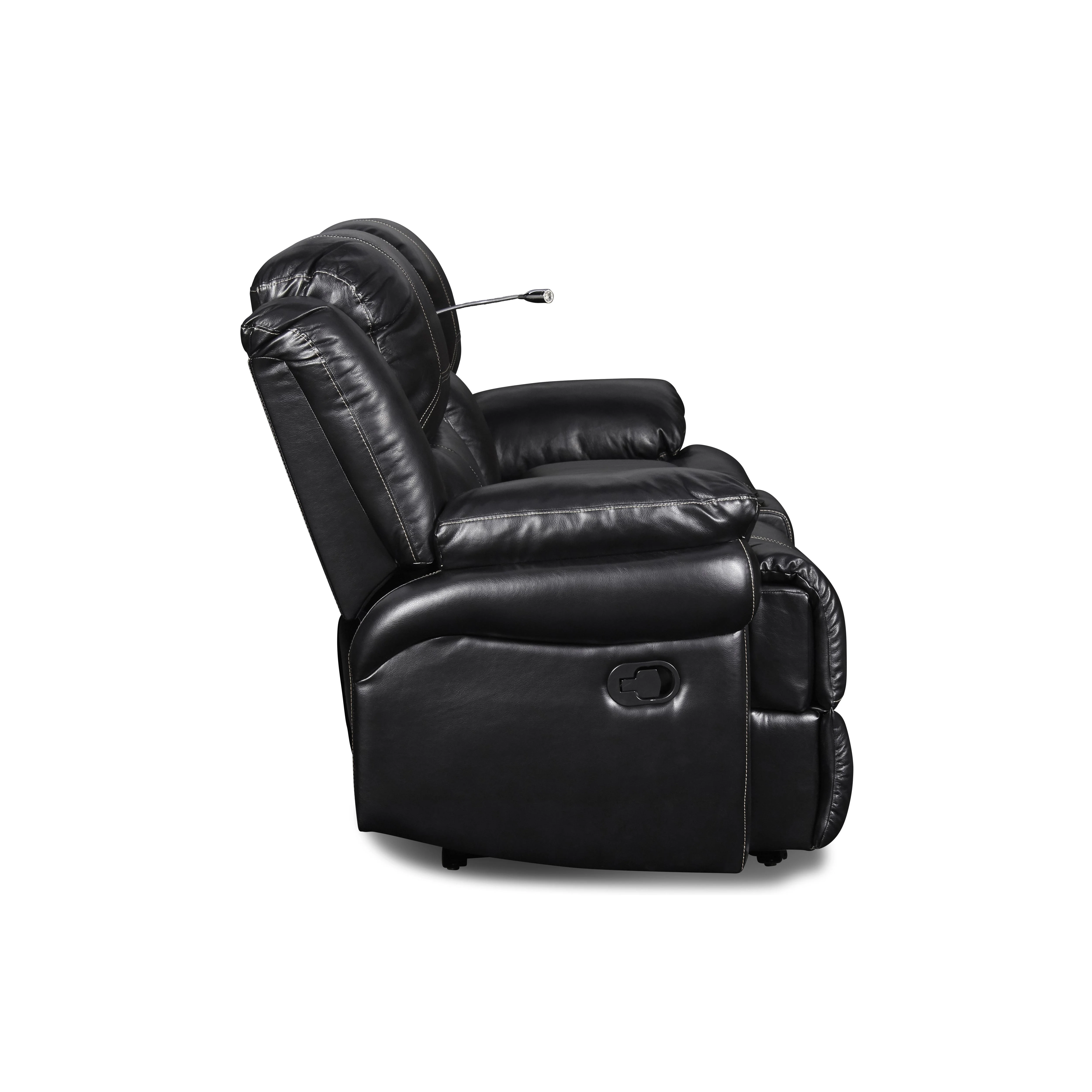 FLYNN CONSOLE LOVESEAT W/ READING LIGHT- BLACK - Image 5