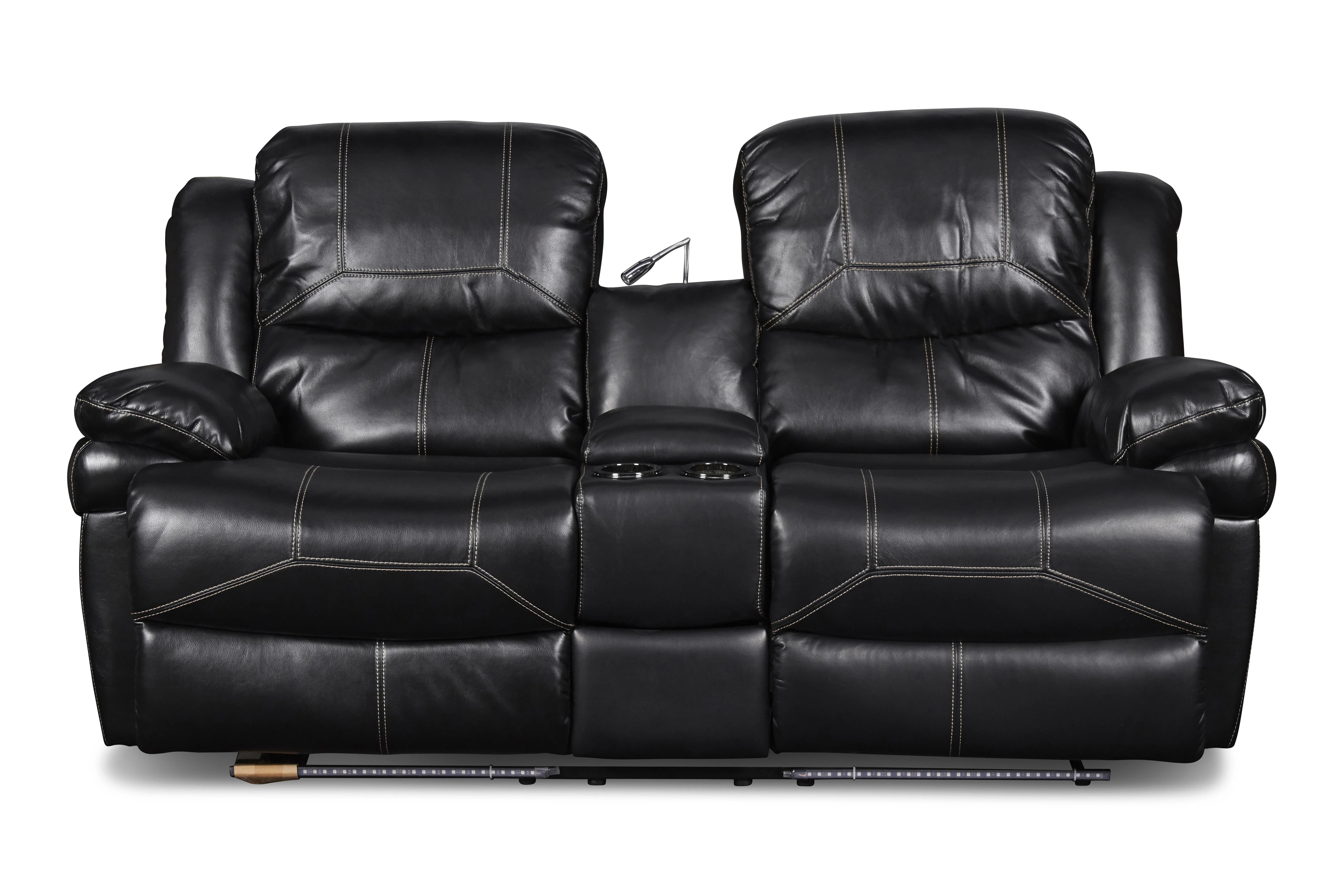 FLYNN CONSOLE LOVESEAT W/READING LIGHT, PWR FR- BLACK - Image 2