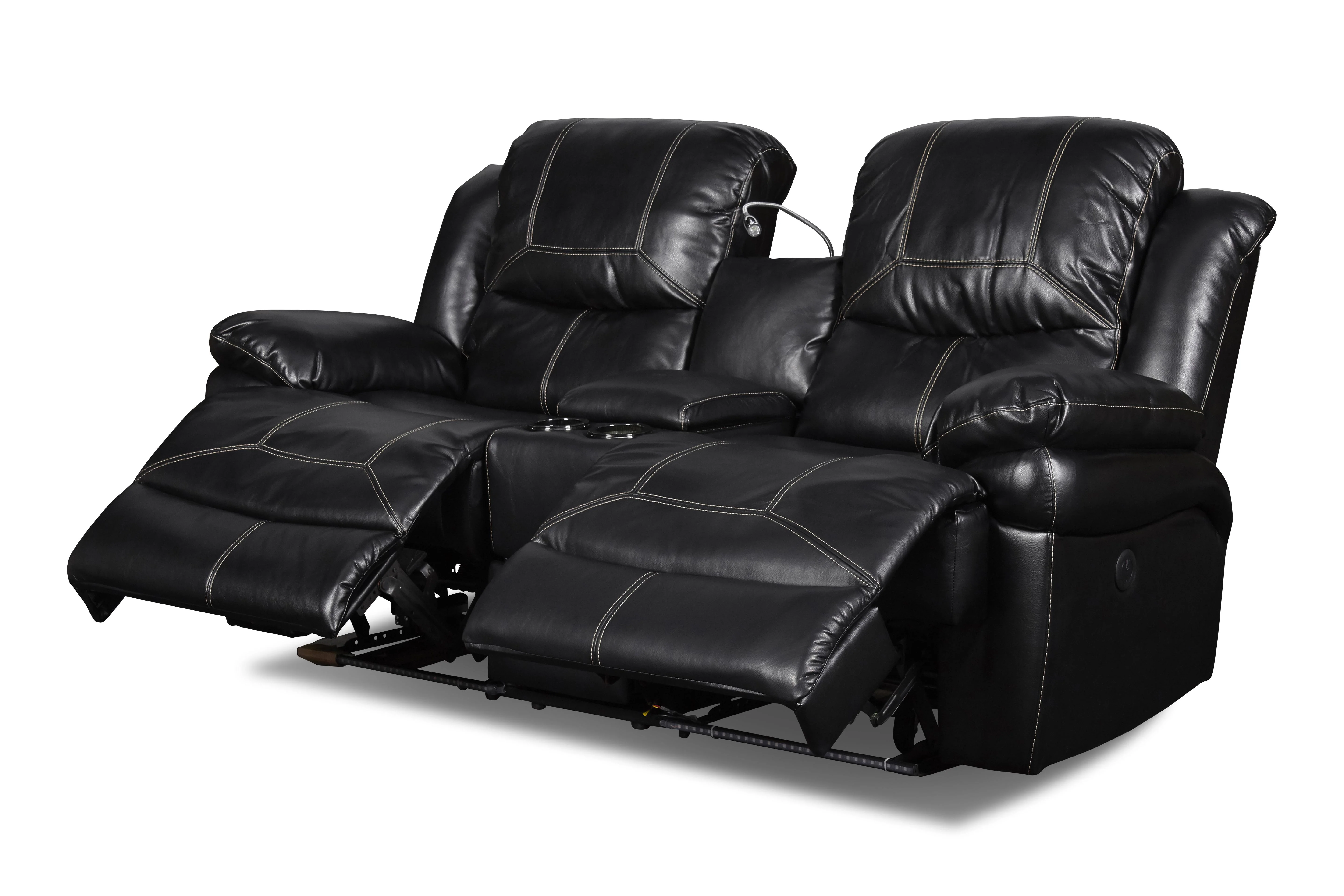 FLYNN CONSOLE LOVESEAT W/READING LIGHT, PWR FR- BLACK - Image 3