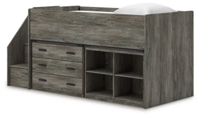 Frandern Loft Bed with Bookcase and Drawer Storage - Image 11
