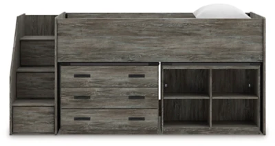 Frandern Loft Bed with Bookcase and Drawer Storage - Image 13