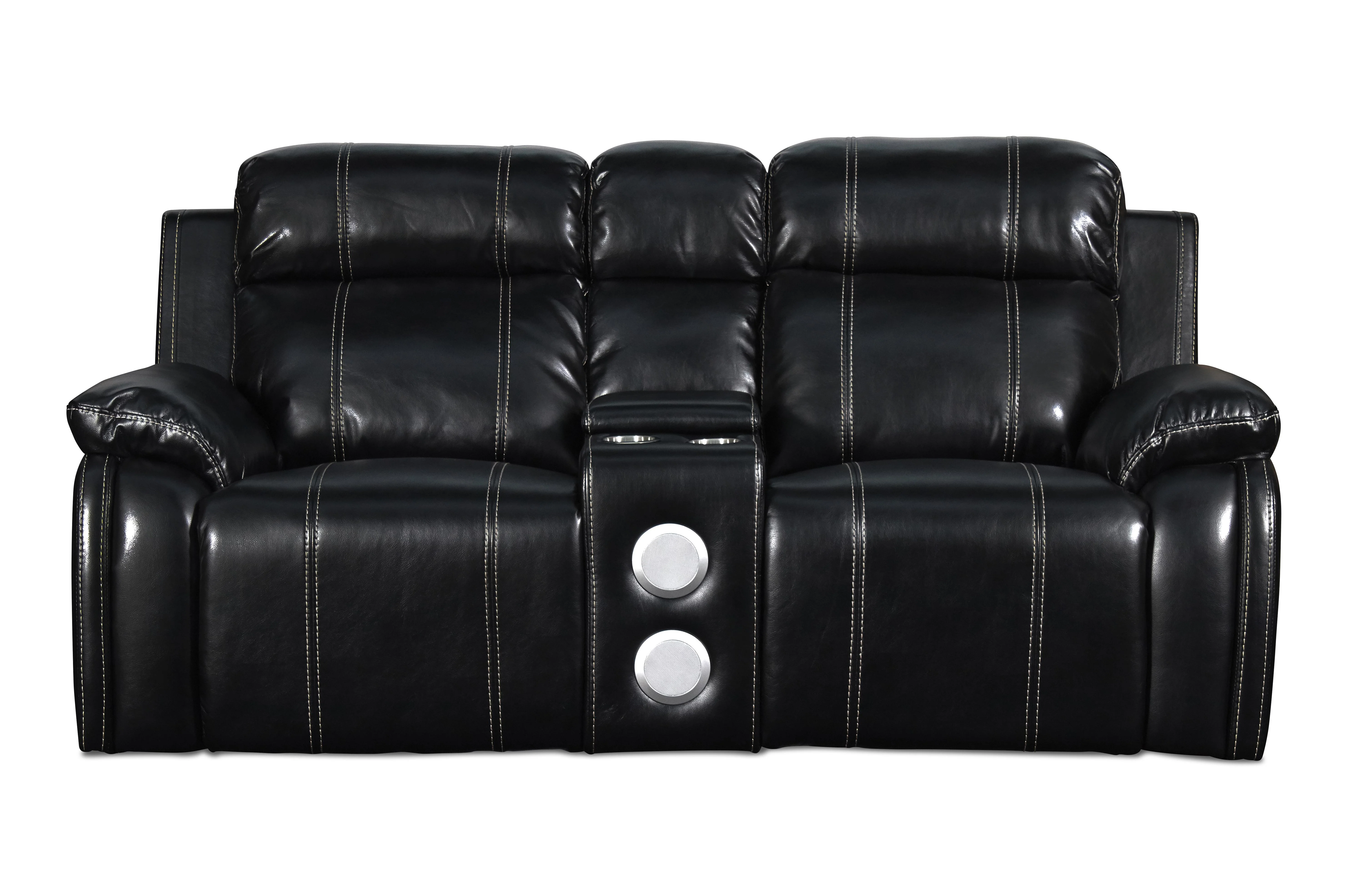 FUSION CONSOLE LOVESEAT W/SPEAKER & PWR FTRST-EBONY - Image 2