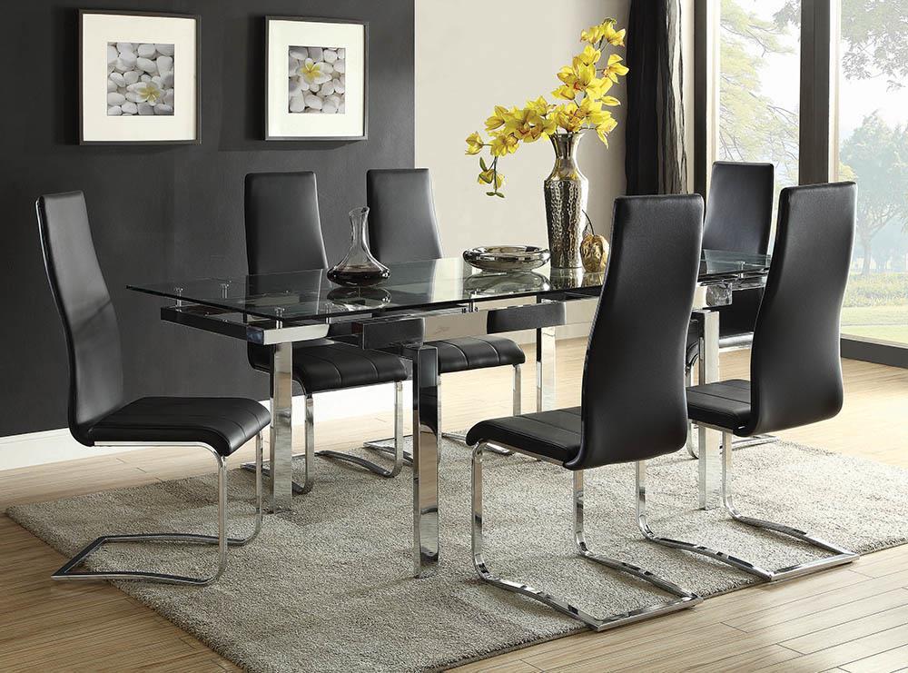 Montclair High Back Dining Chairs Black and Chrome (Set of 4) - Image 3