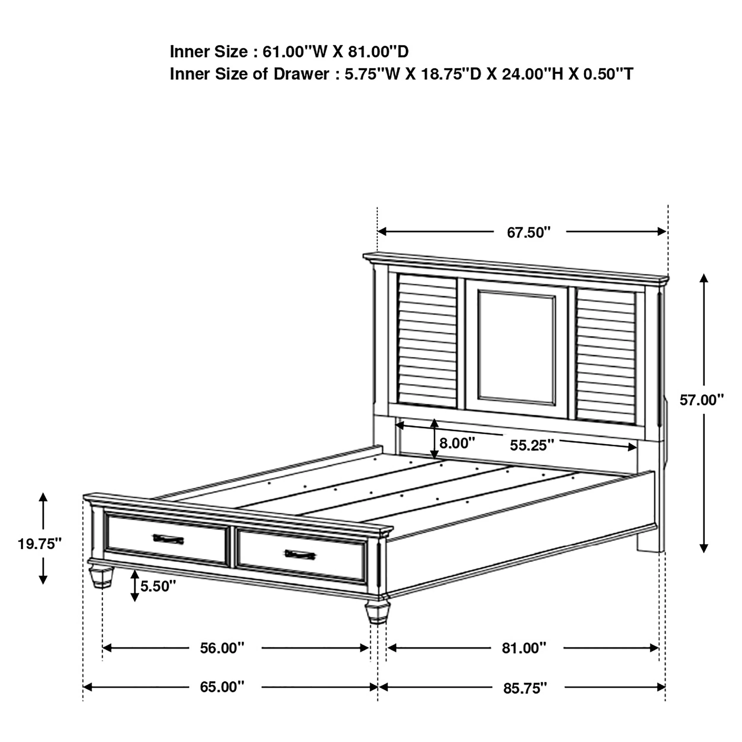 Franco Panel Platform Storage Bed - Image 8