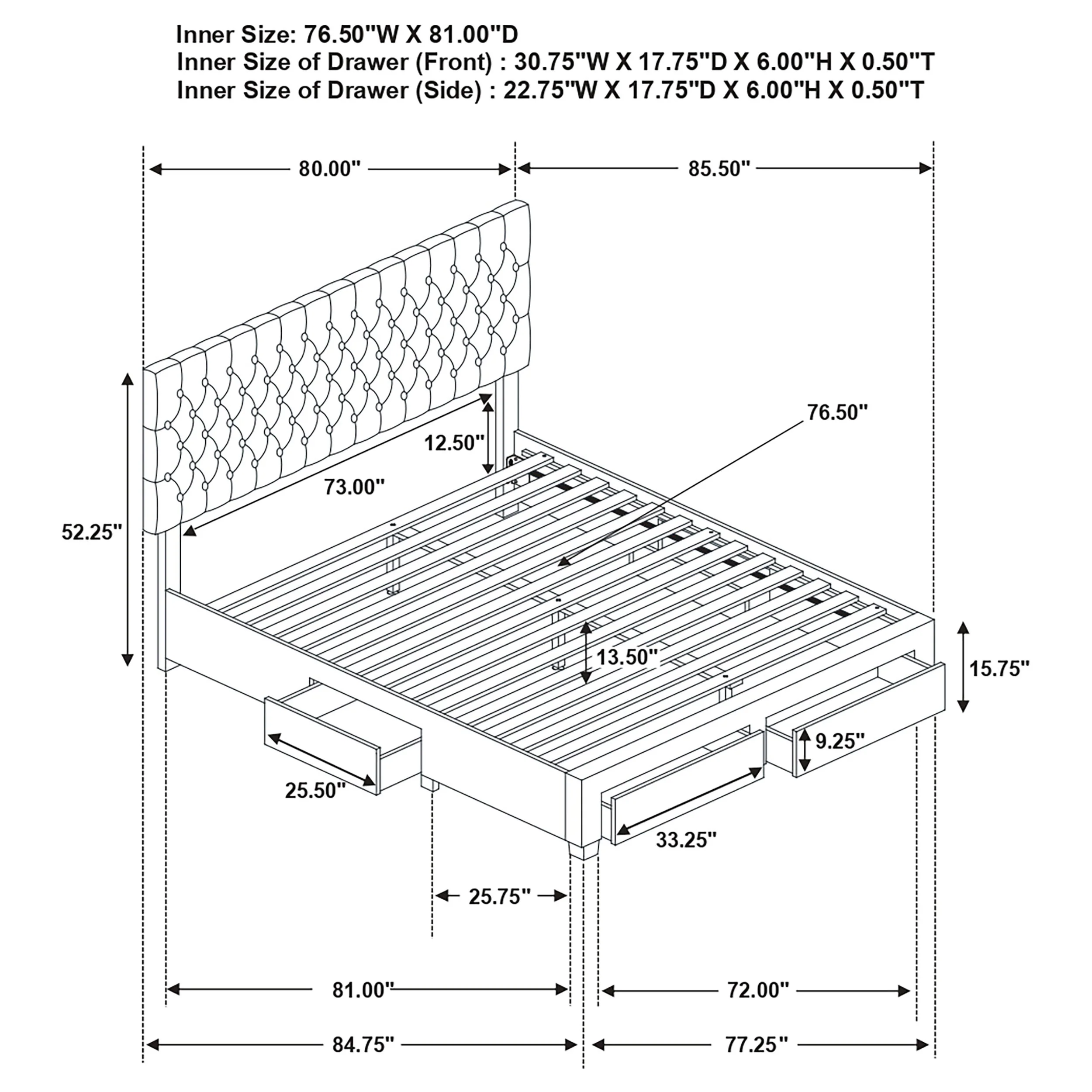 Soledad Panel Platform Storage Bed - Image 15