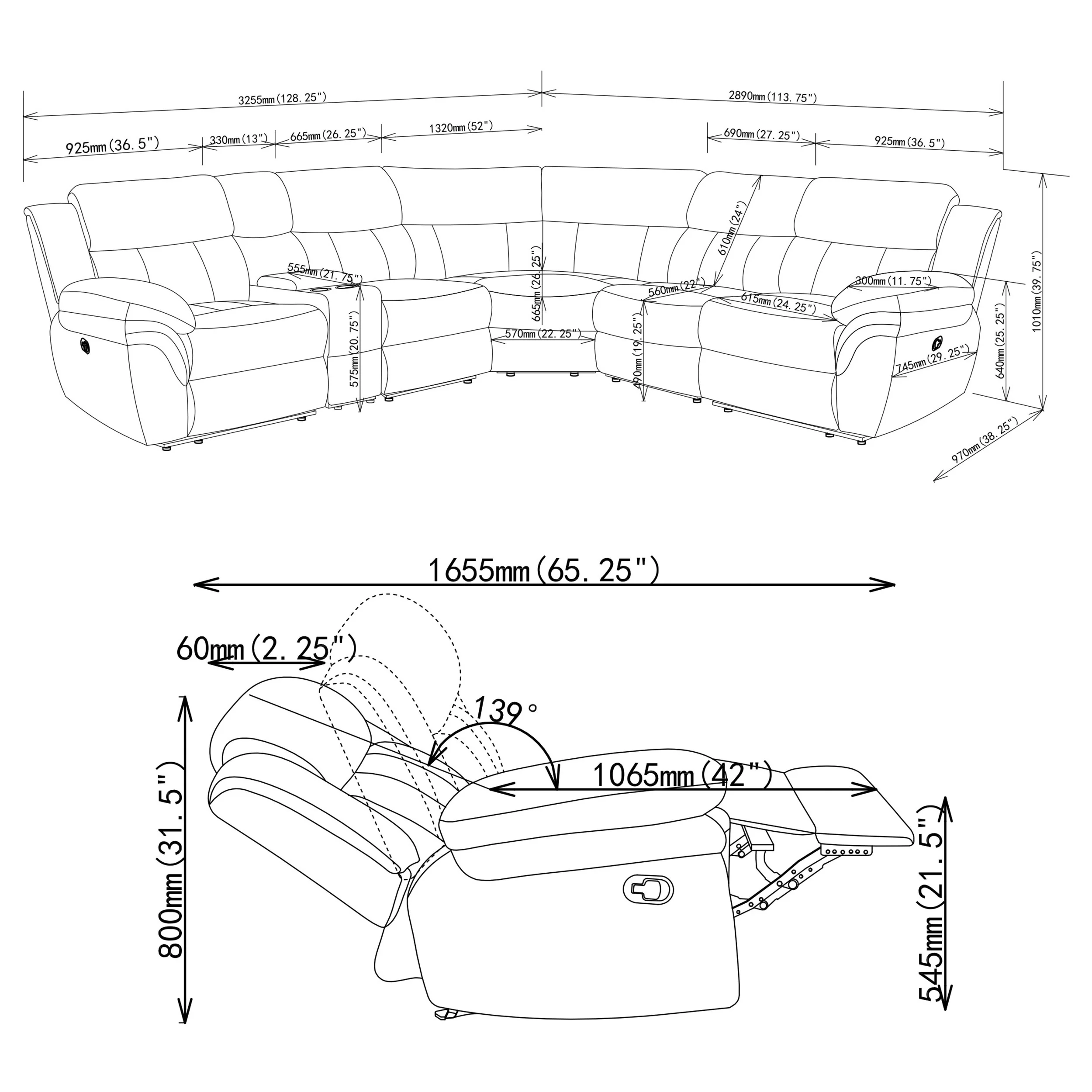 Bahrain Modular Reclining Sectional Sofa - Image 12