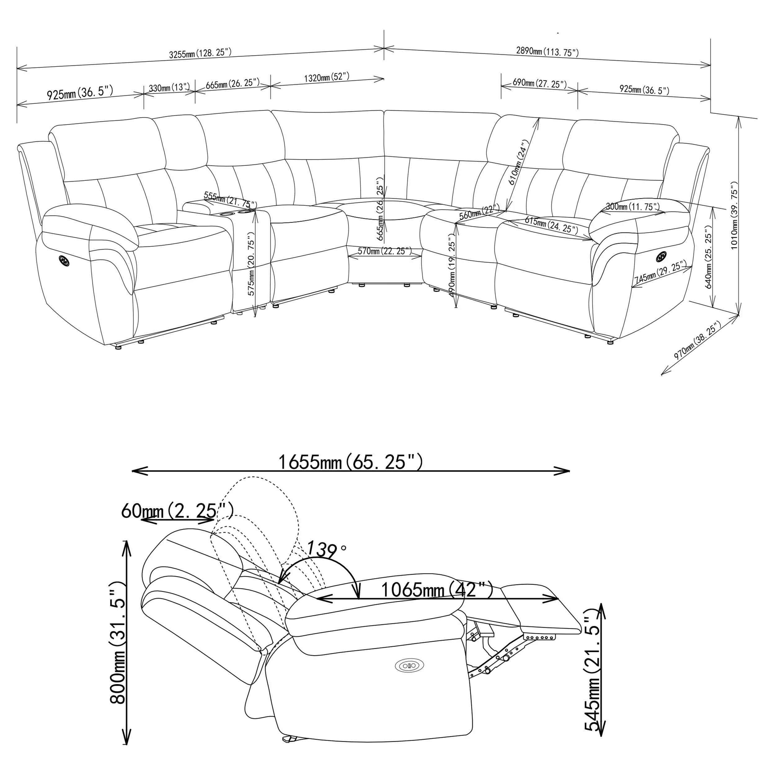 Bahrain Modular Power Reclining Sectional Sofa - Image 13