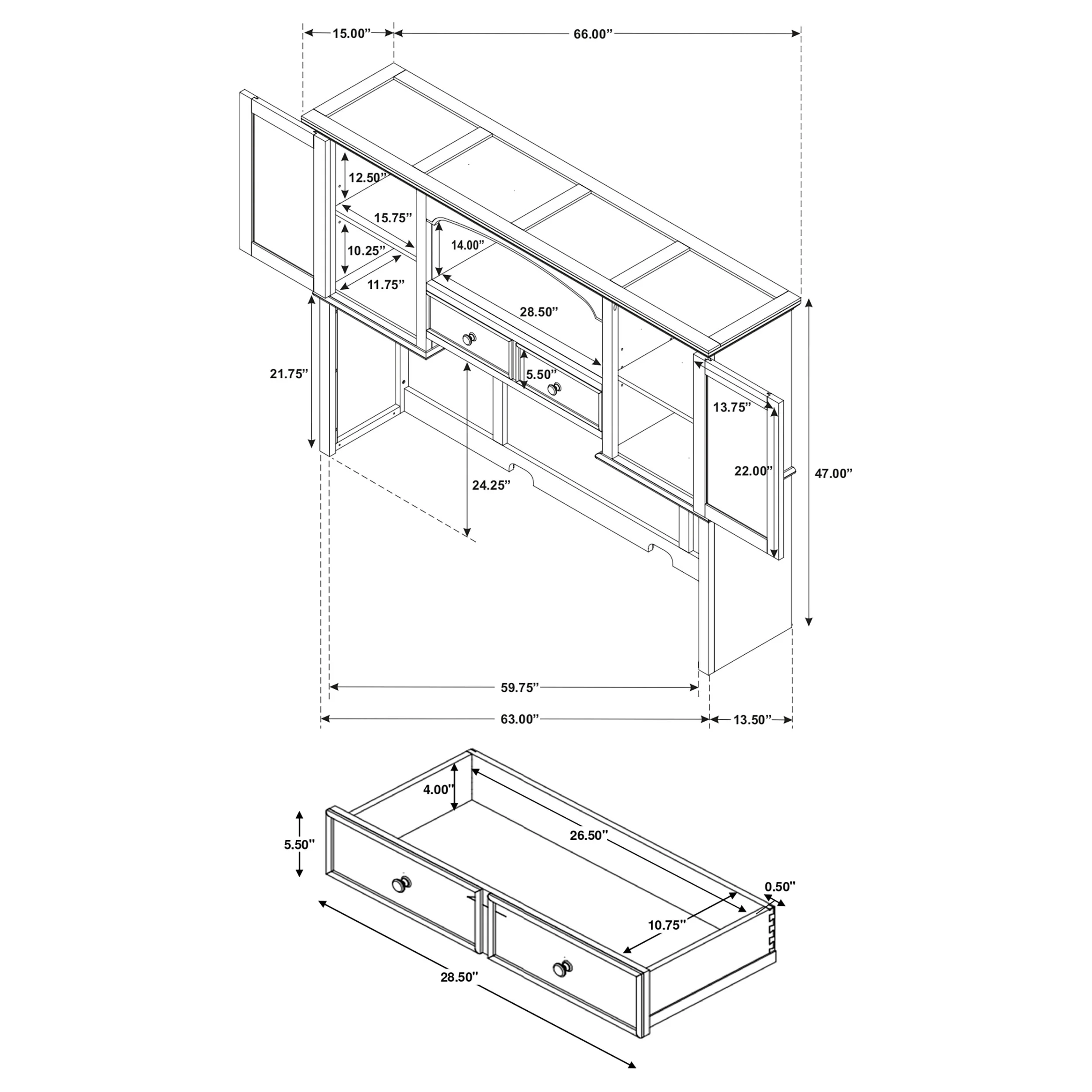 Hartshill Credenza Desk with Hutch - Image 16