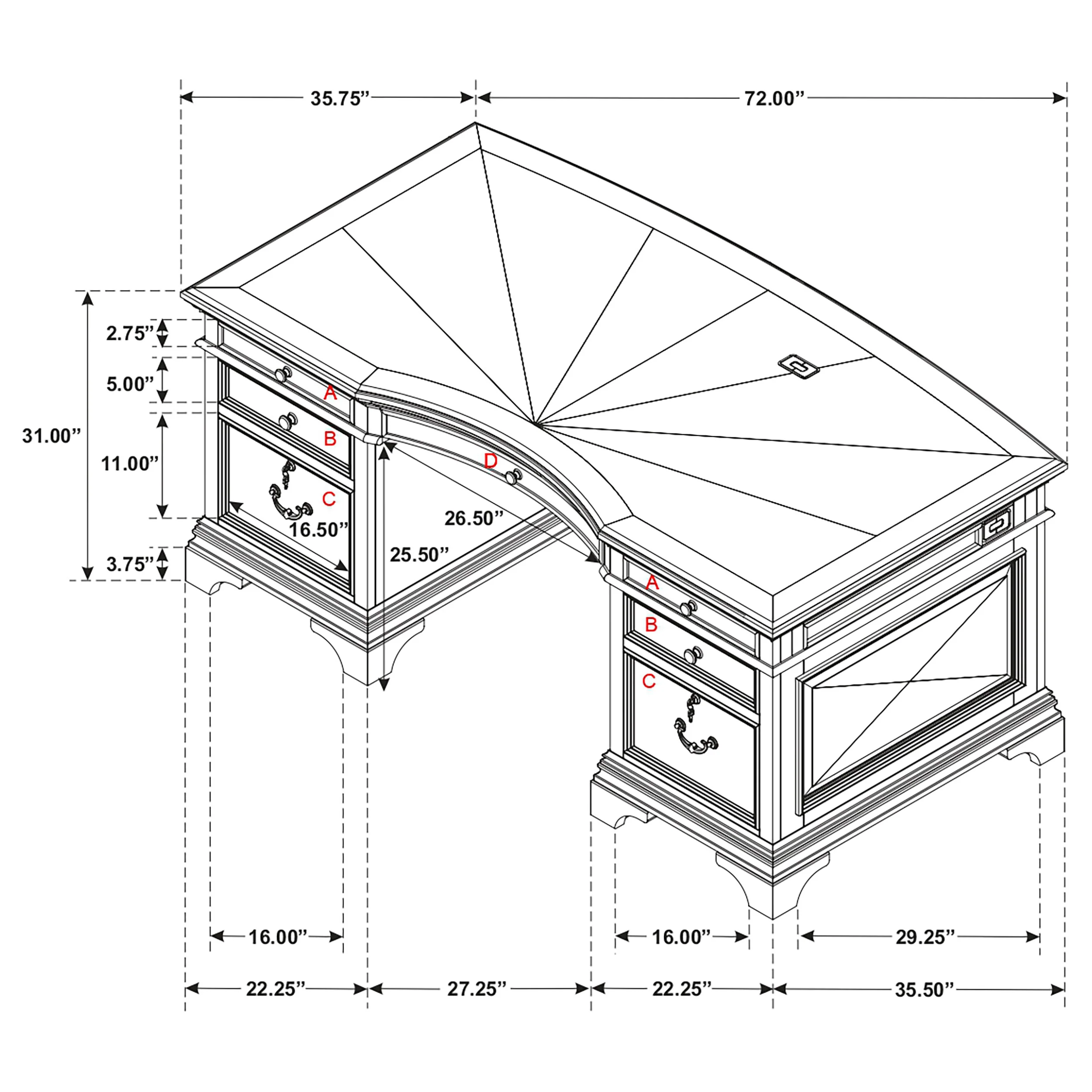 Hartshill Executive Desk - Image 13